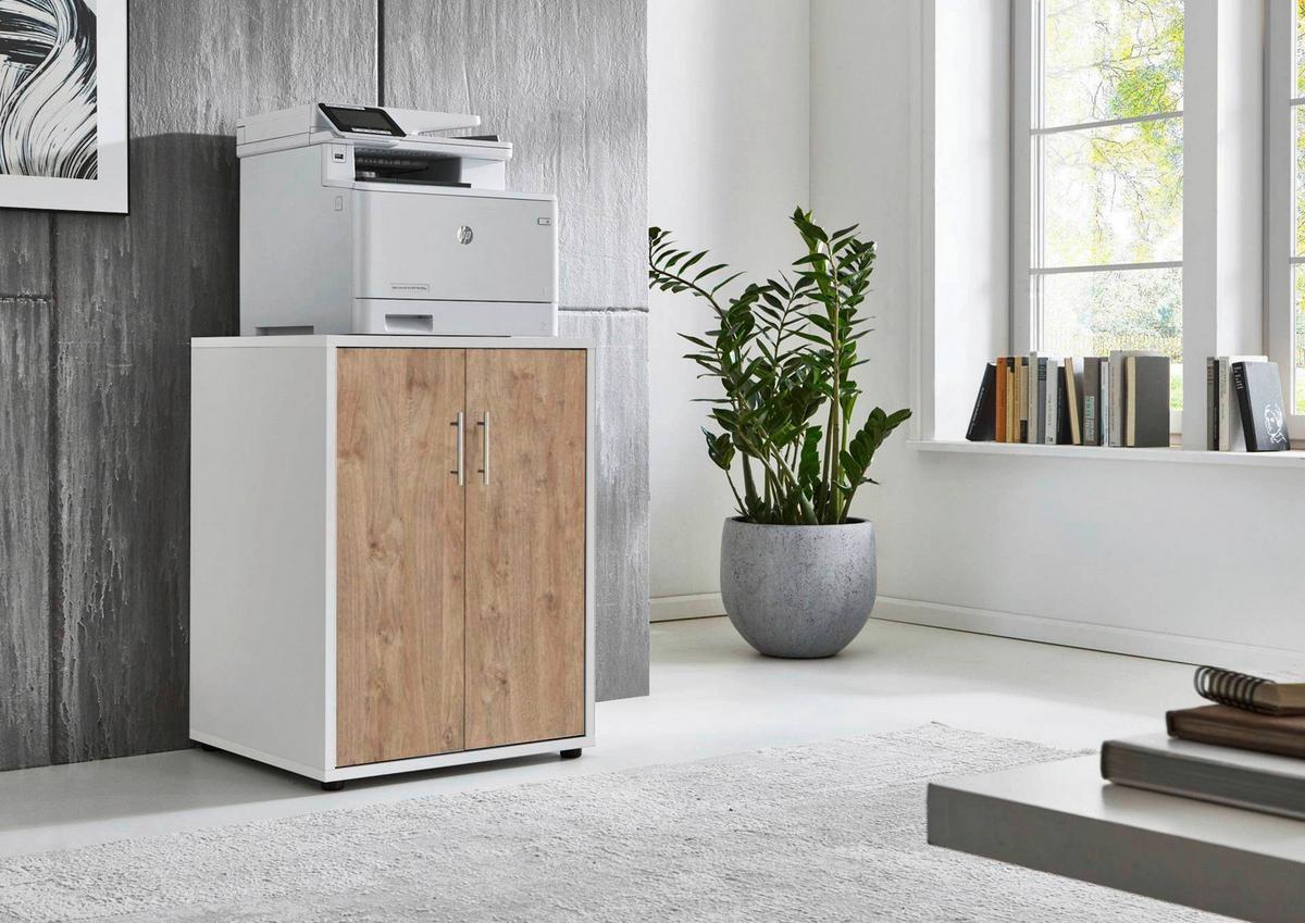 Aktenschrank Office Edition Weiß, Eiche Dekor B: 54cm - Eichefarben/Weiß, MODERN, Holzwerkstoff (54/74/50cm) - MID.YOU