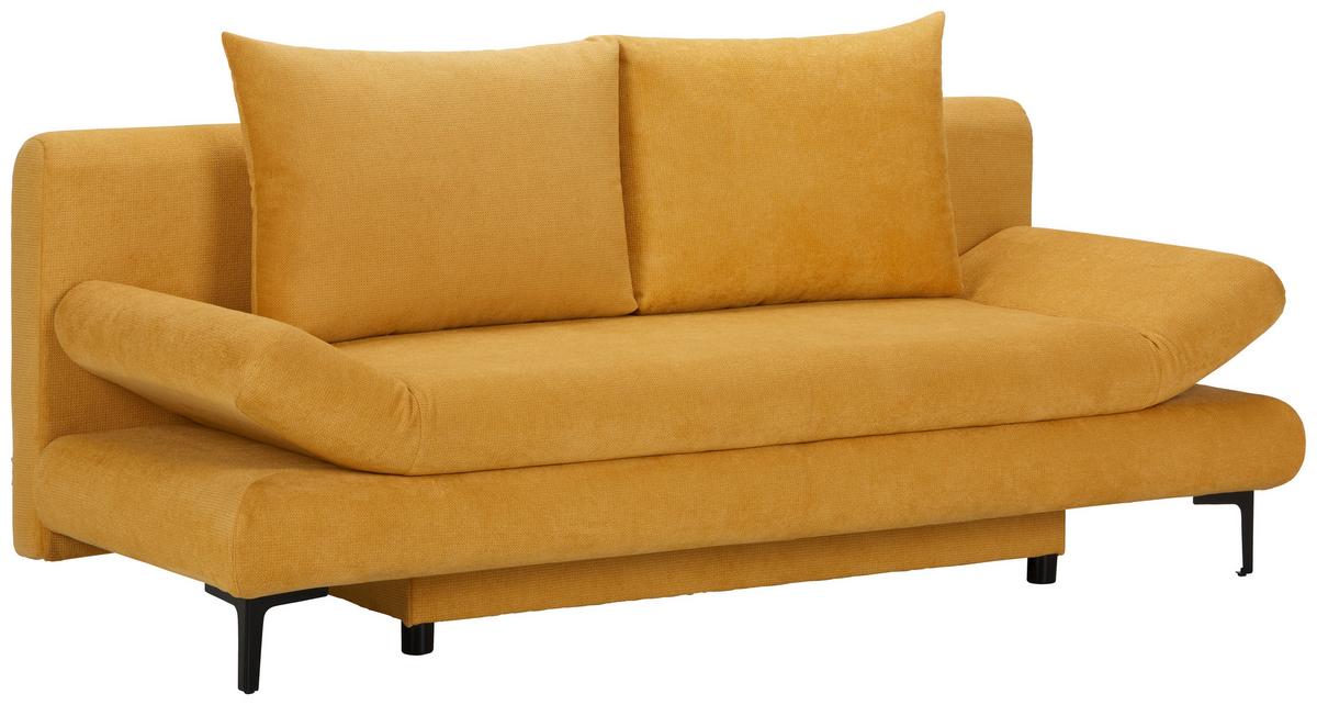 ROZKLÁDACÍ POHOVKA LEMON - černá/žlutá, Moderní, textil (191/42-76/86cm)