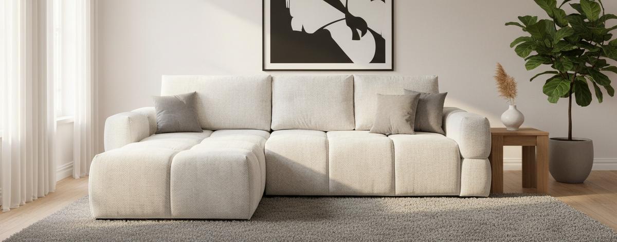 Ecksofa Taremi, Kaschmir S: 173x299 cm - Kaschmir/Schwarz, Design, Textil (173/299cm) - Stylife