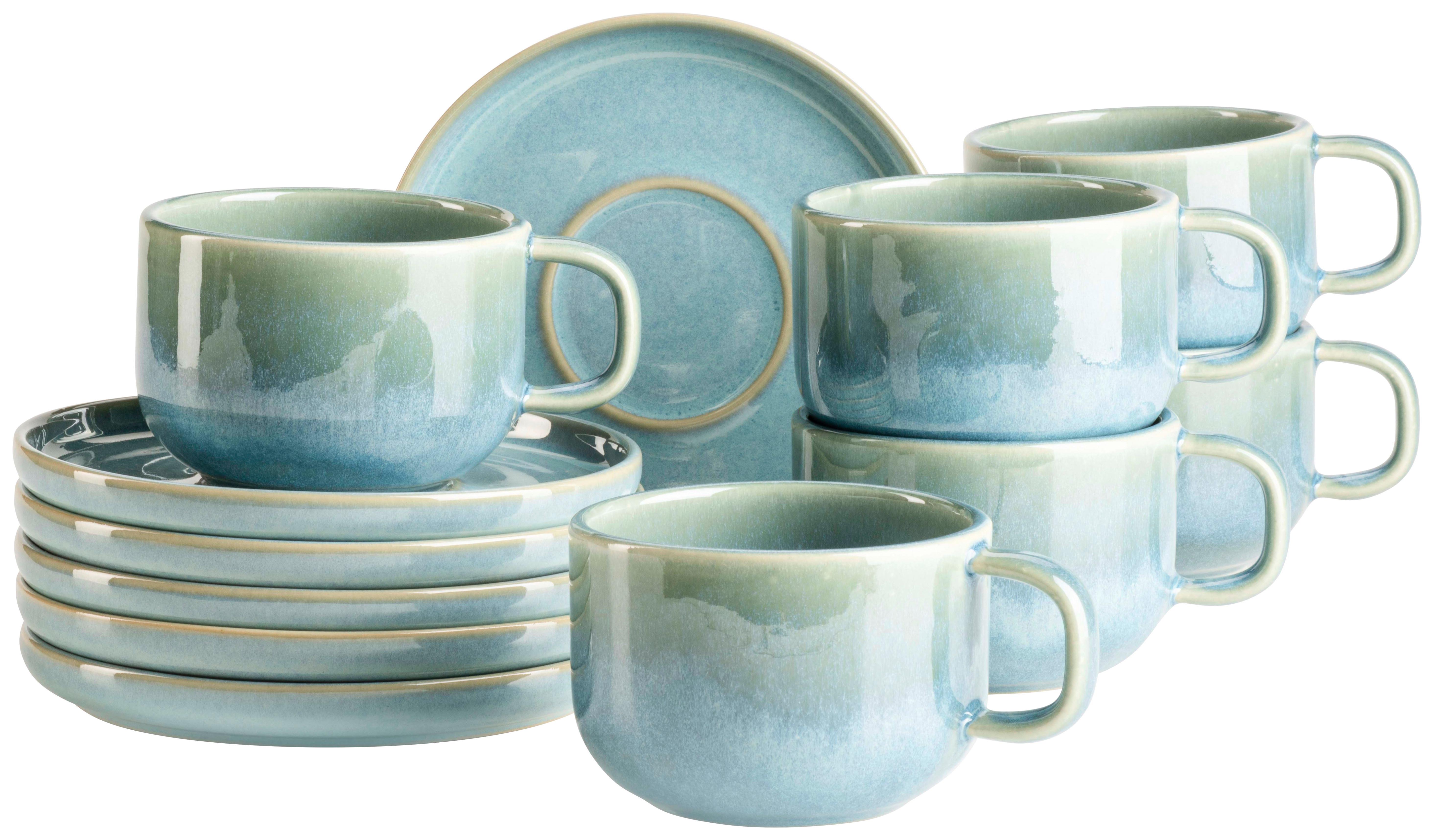 Tassenset Cordelia Grün, 12-teilig - Grün, Trend, Keramik - Mäser