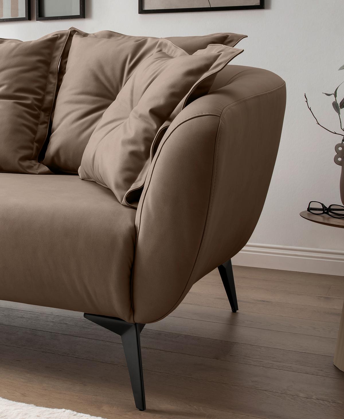 2,5 Sitzer Sofa Baggio Braun B: 196 Cm - Schwarz/Braun, MODERN, Textil (196/94/103cm) - Livetastic