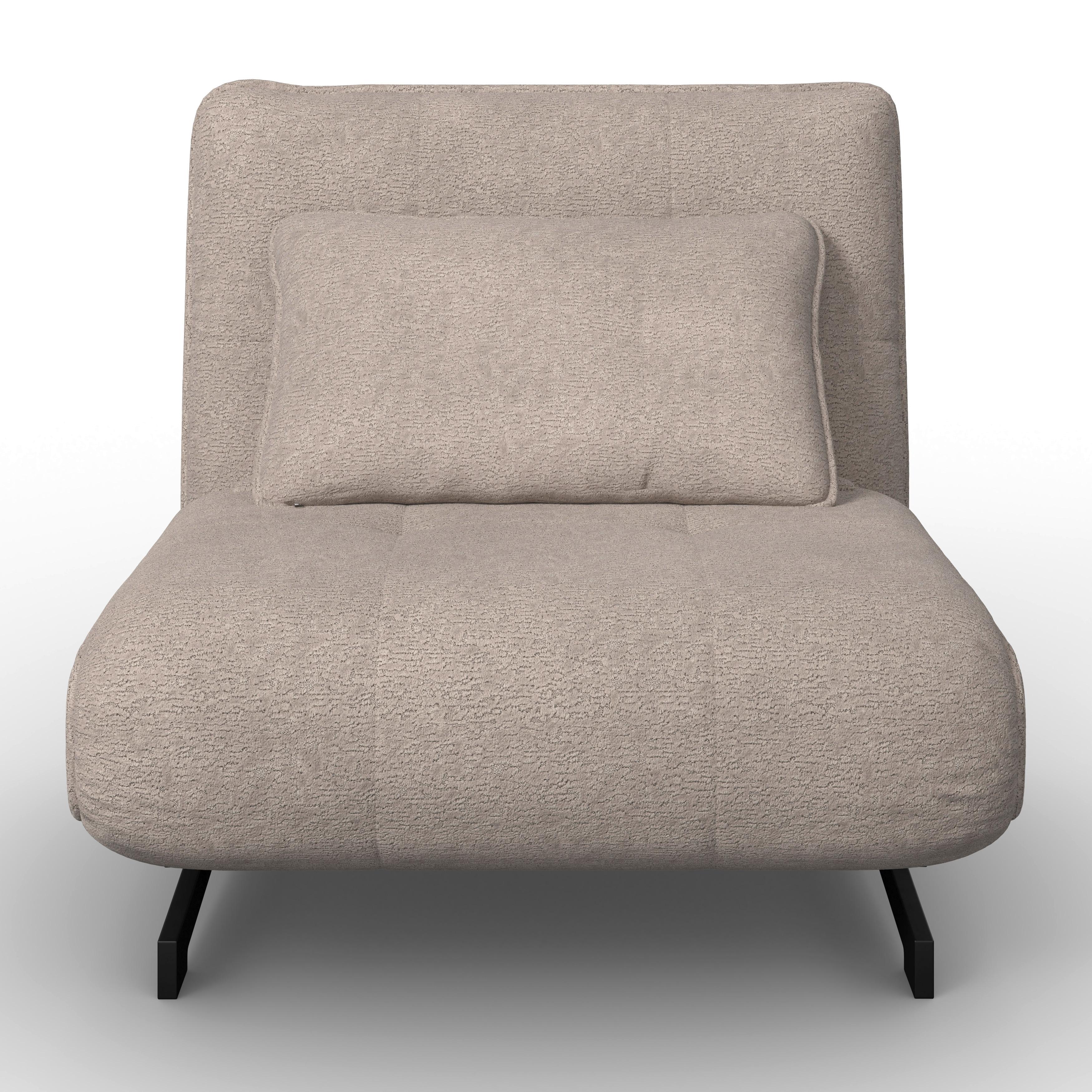 Rozkládací křeslo LUNA, béžové buklé, max.120 kg - černá/béžová, Moderní, kov/textil (92/40/66cm) - Bessagi Home