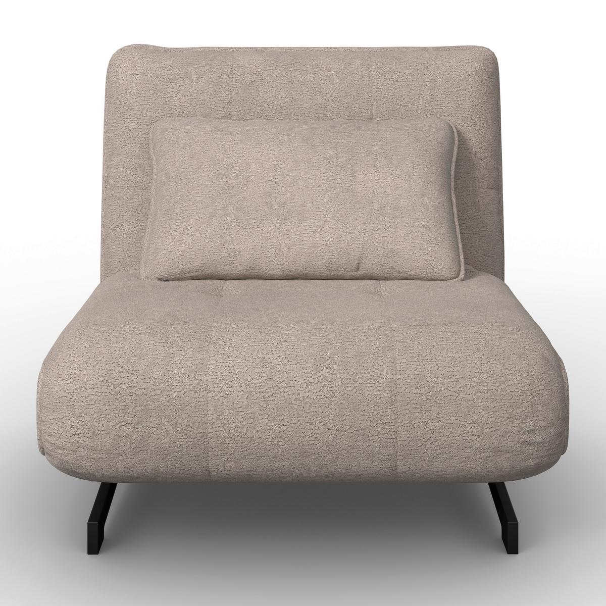 Rozkladacie kreslo LUNA, béžové buklé, max.120 kg - čierna/béžová, Modern, kov/textil (92/40/66cm) - Bessagi Home