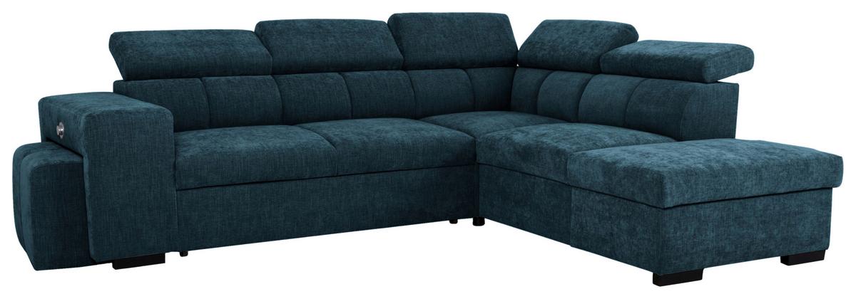 Ecksofa Sirius L blau, 267x218cm - Blau/Eichefarben, KONVENTIONELL, Holz/Holzwerkstoff (267/218cm)