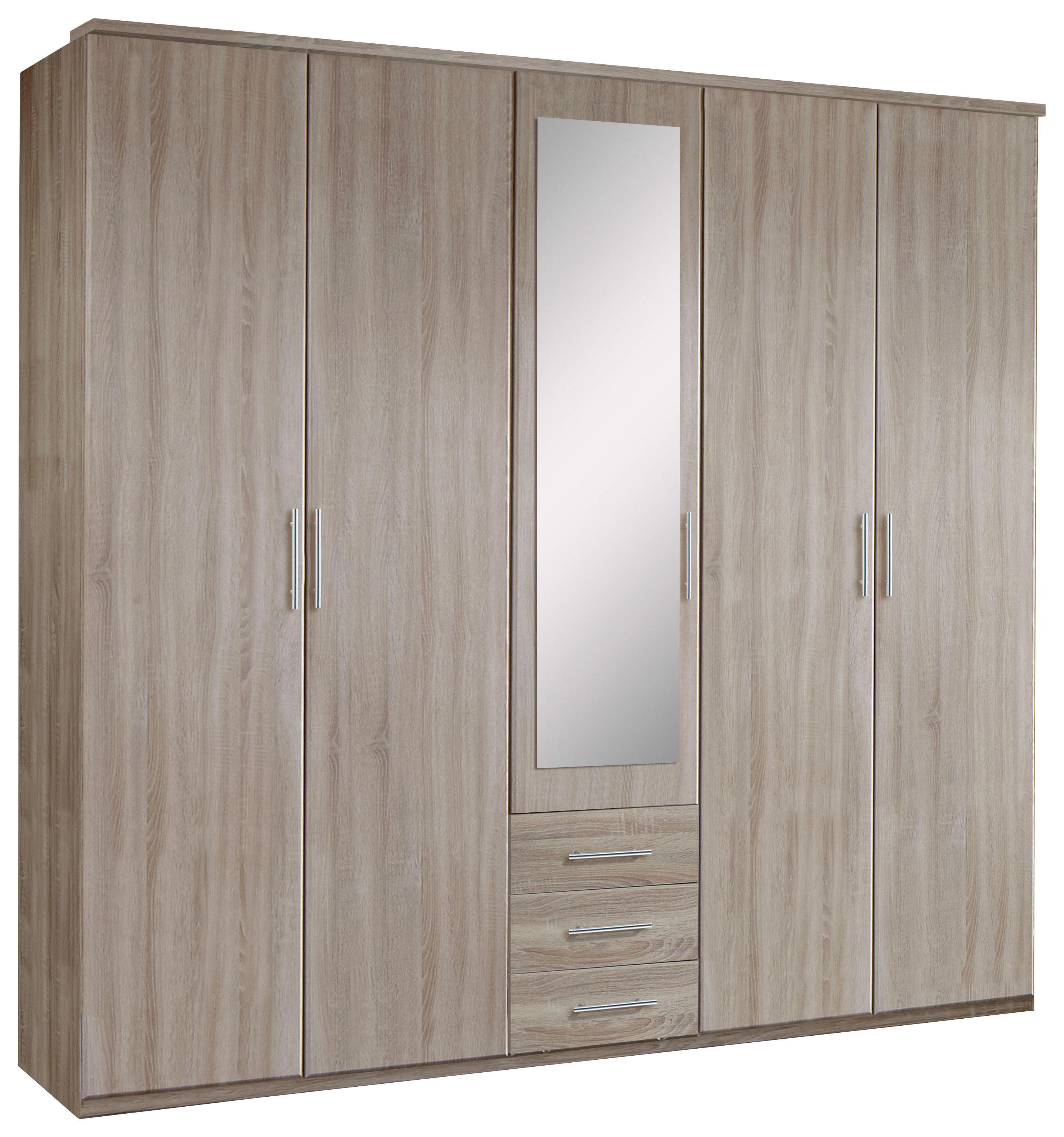 Kleiderschrank Ben B: ca. 225 cm Eiche Dekor - Eichefarben, KONVENTIONELL, Glas/Holzwerkstoff (225/210/58cm) - Carryhome