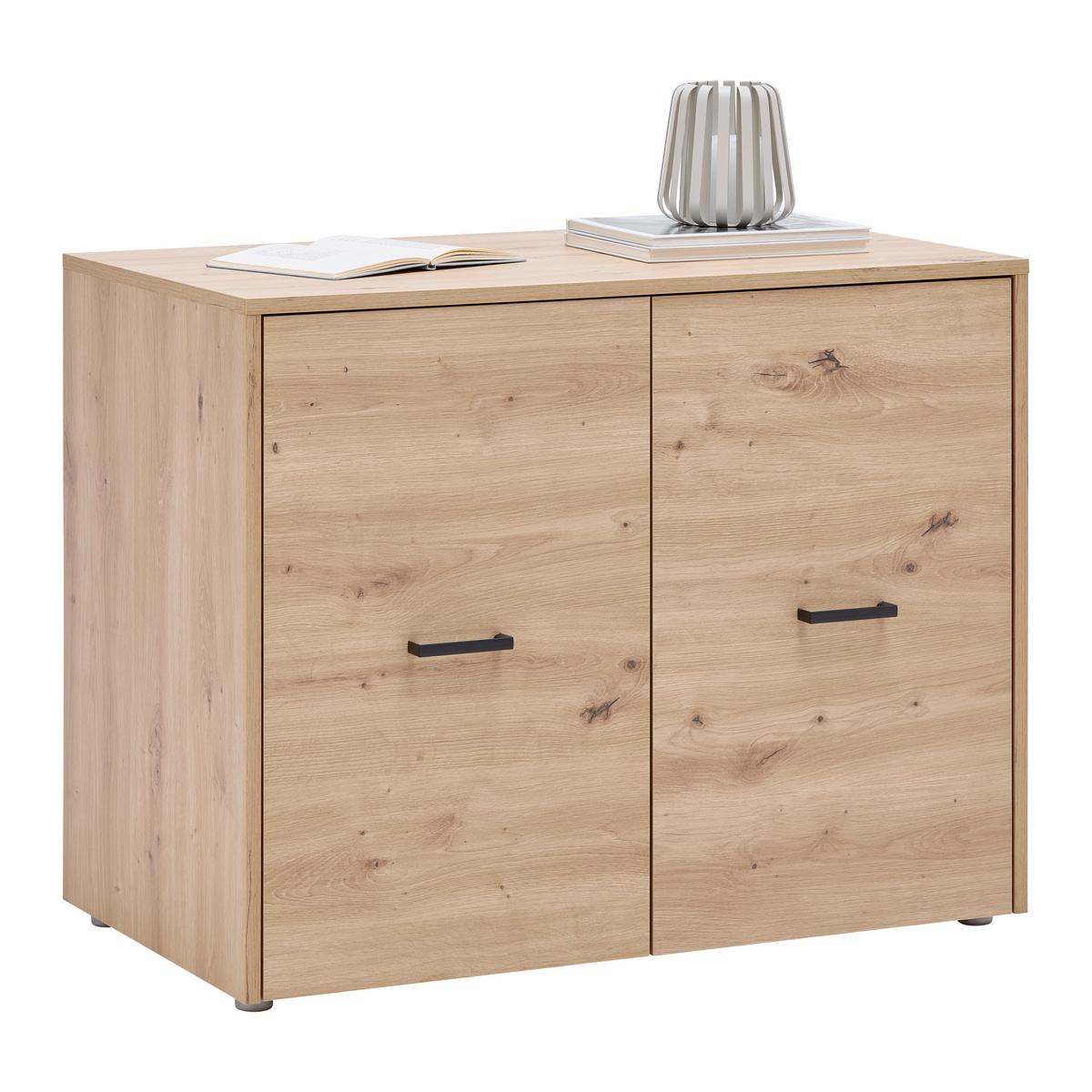 PODSTAVNÁ SKŘÍŇKA KIVO - černá/dub artisan, Moderní, kompozitní dřevo/plast (90/69,8/52,1cm)