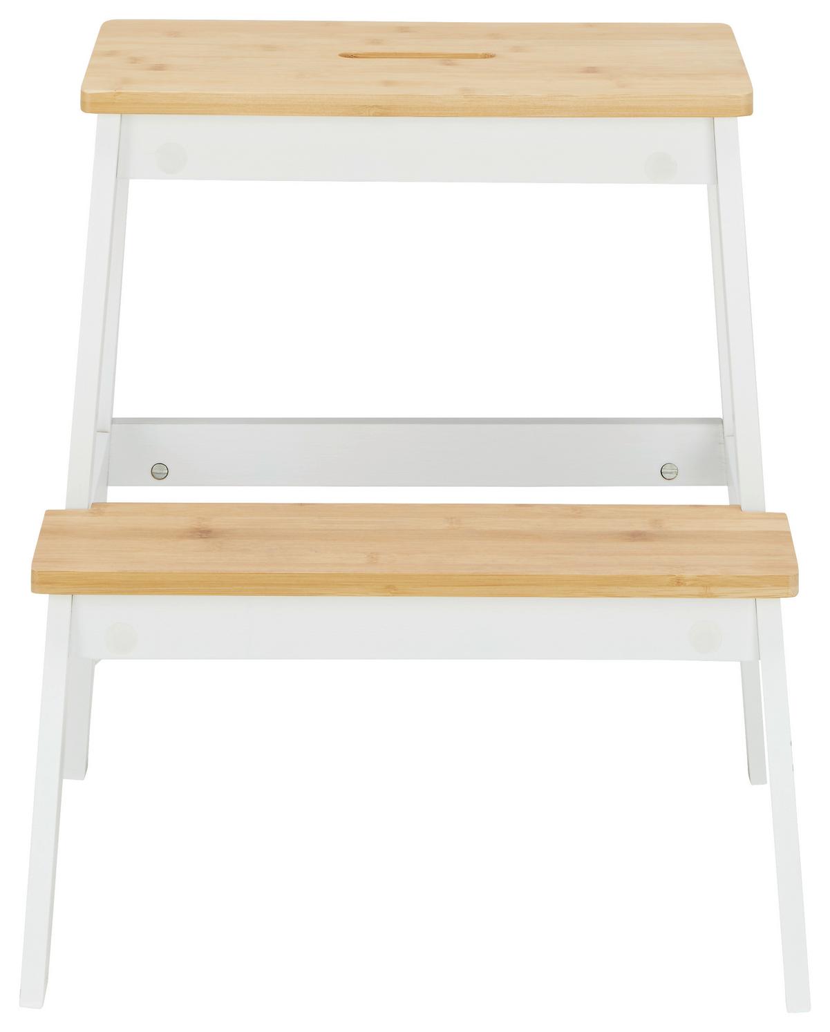 TABURETKA BERNI - biela/prírodná farba, Modern, drevo (43/47/43cm) - Mömax