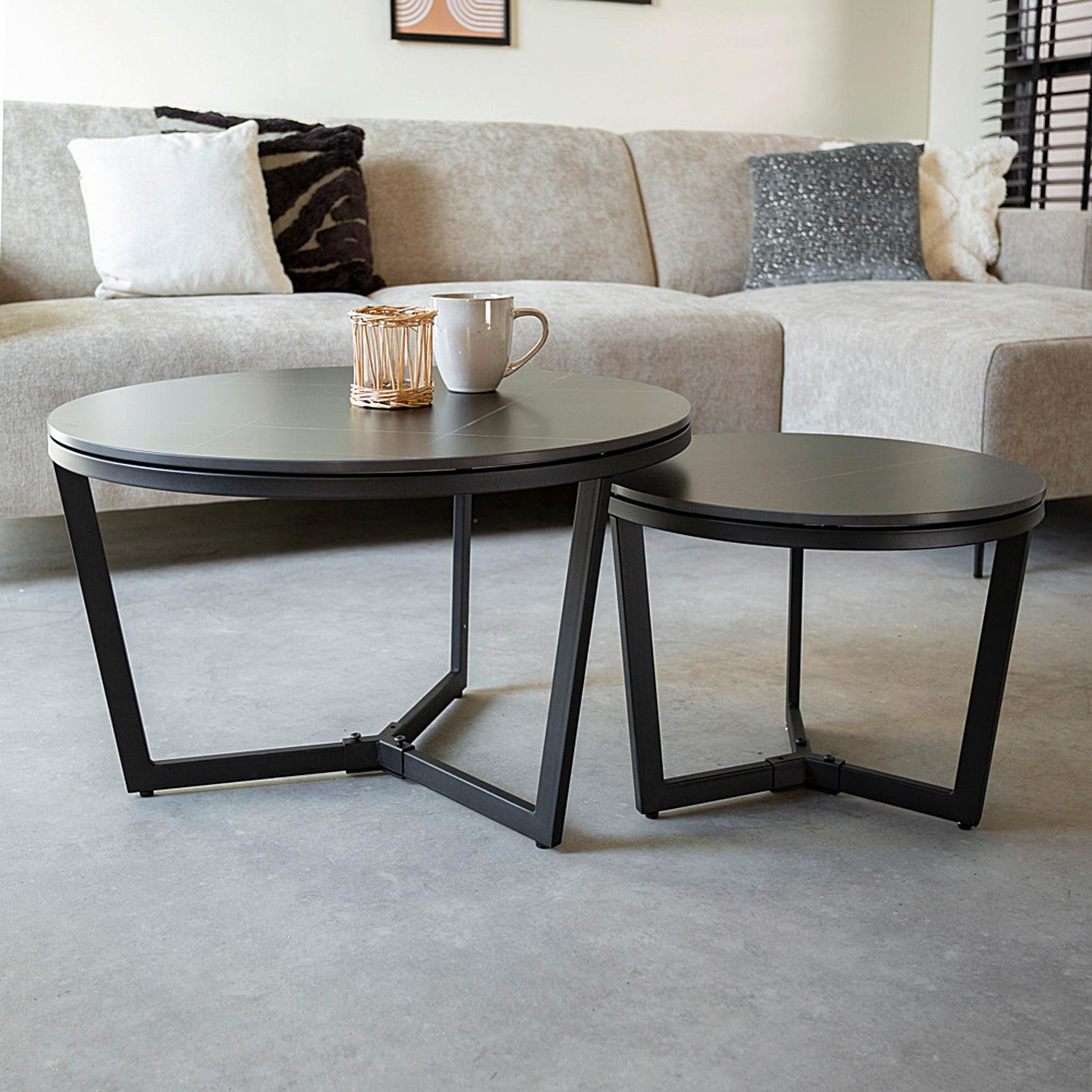 Couchtisch Ivan - Schwarz, KONVENTIONELL, Stein/Metall (68,5/68,5/43cm) - MID.YOU