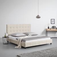 Manželská postel FREDERICO, 180x200, béžová - černá/krémová, Moderní, kompozitní dřevo/textil (180/200cm) - Bessagi Home