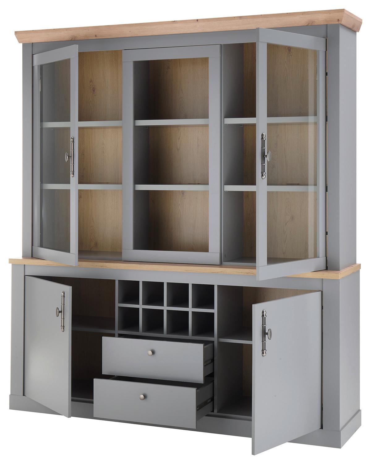 Buffet Chambord Hellgrau/Eiche Dekor B: 183cm - Eichefarben/Hellgrau, Design, Holzwerkstoff (183/206/44cm) - MID.YOU