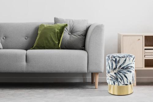 Hocker Gipsy, Blau B: 35 Cm - Blau/Goldfarben, Design, Textil (35/46/35cm) - Kayoom