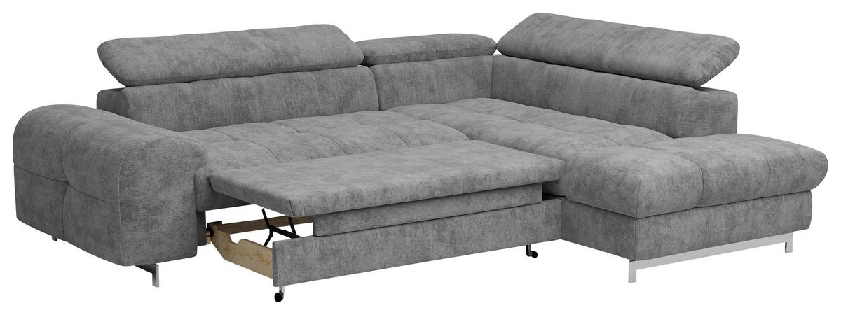 Ecksofa Mit Schlaffunktion Cloud + Hellgrau - Chromfarben/Grau, KONVENTIONELL, Textil (206/257cm) - Livetastic