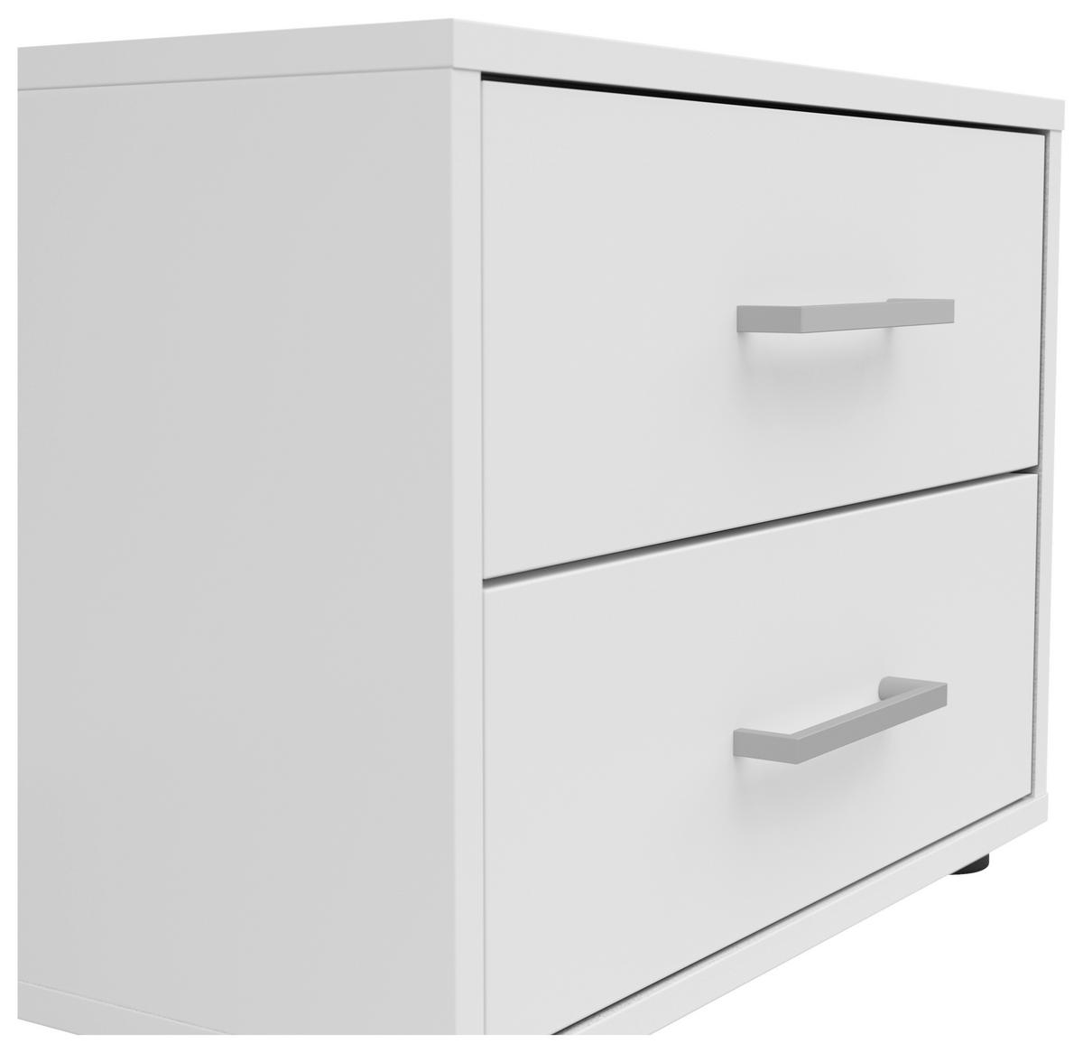 Nachtkästchen Smart Ii Weiß Dekor, 2 Laden, B: 50cm - Silberfarben/Weiß, KONVENTIONELL, Holzwerkstoff (50/37,7/35cm)