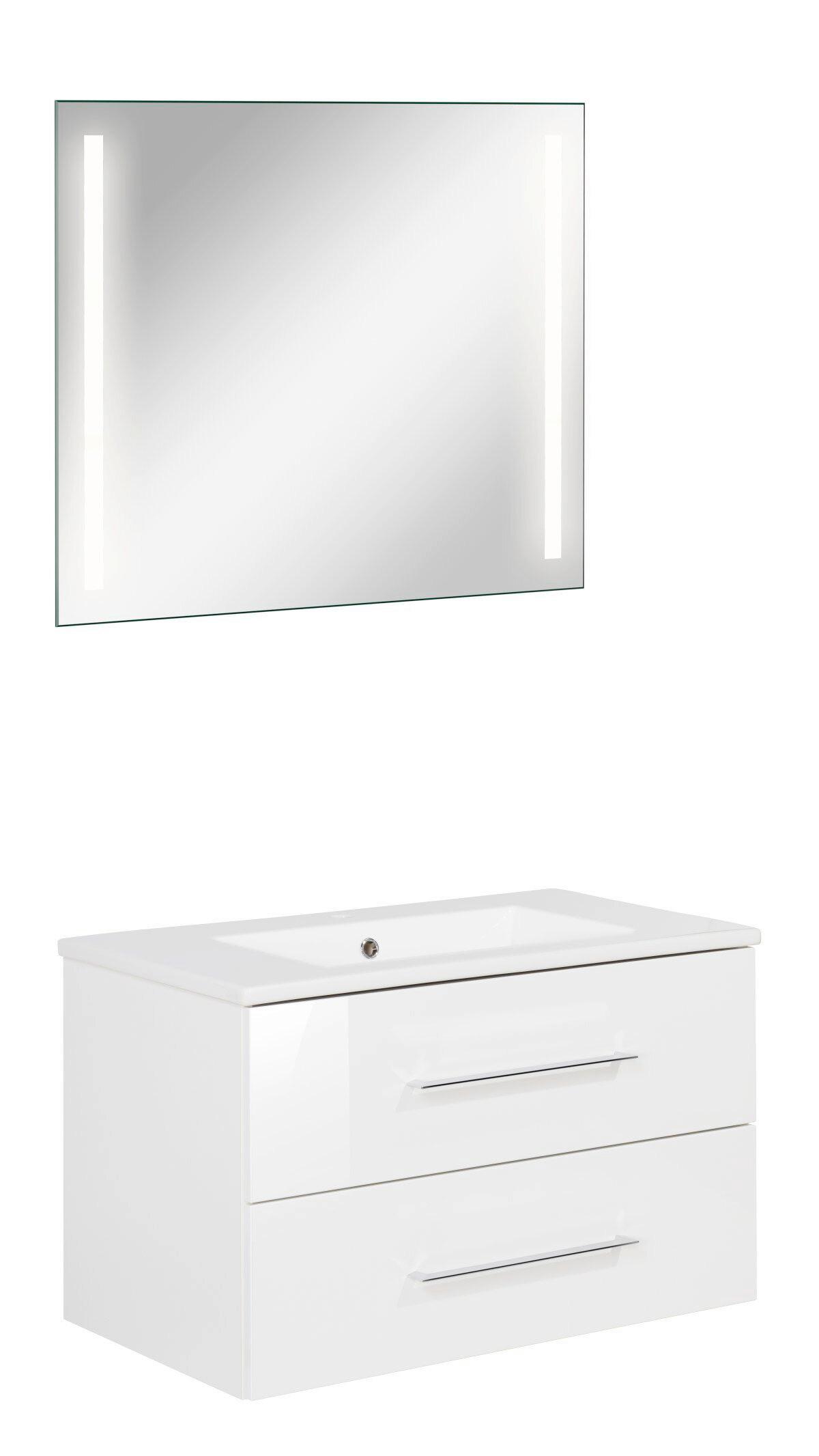 Badezimmer B.Perfekt Weiß 3-Teilig - Weiß, Basics, Keramik/Holzwerkstoff (82cm) - MID.YOU