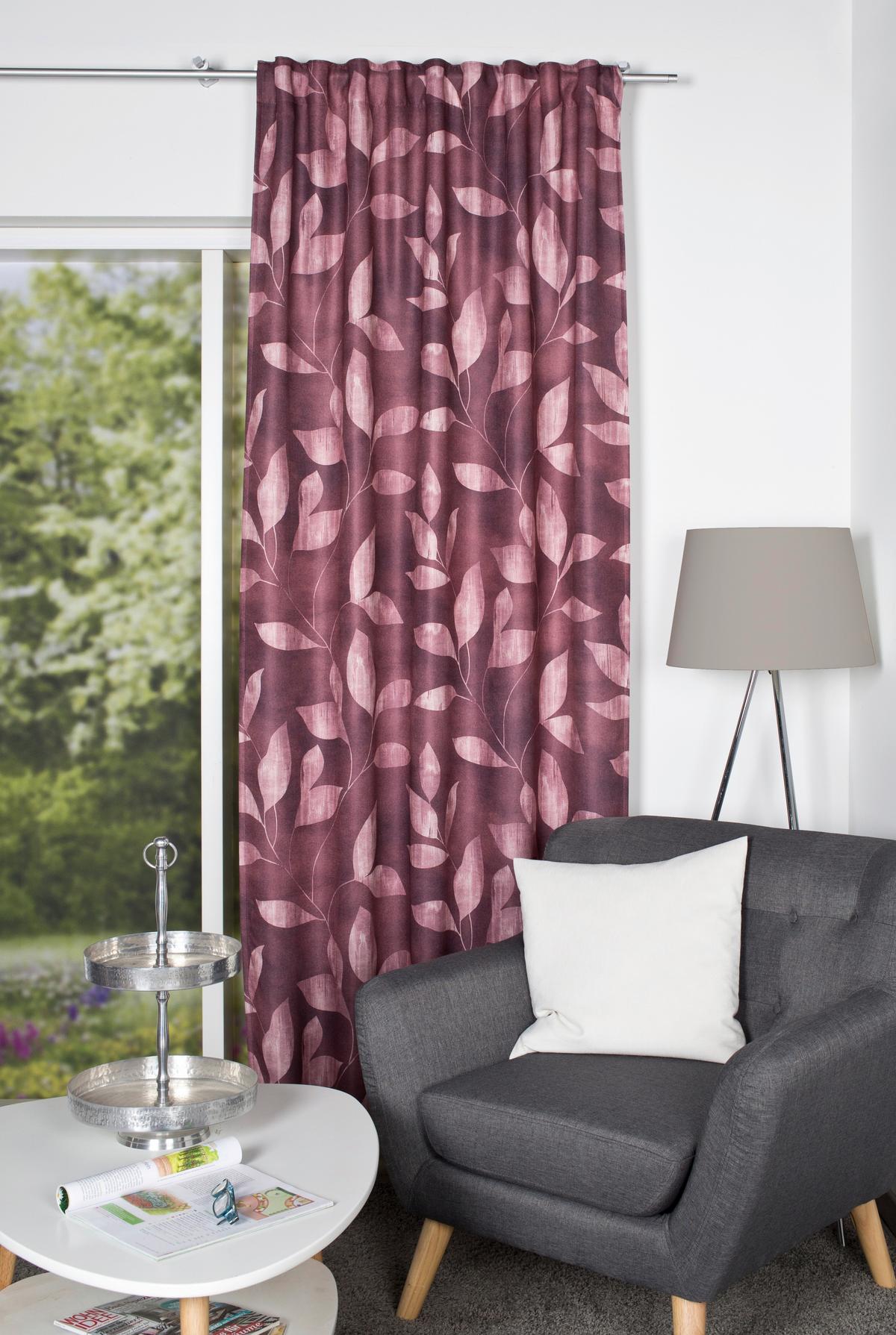 Fertigvorhang Ateka - Bordeaux, Natur, Textil (135/245cm)