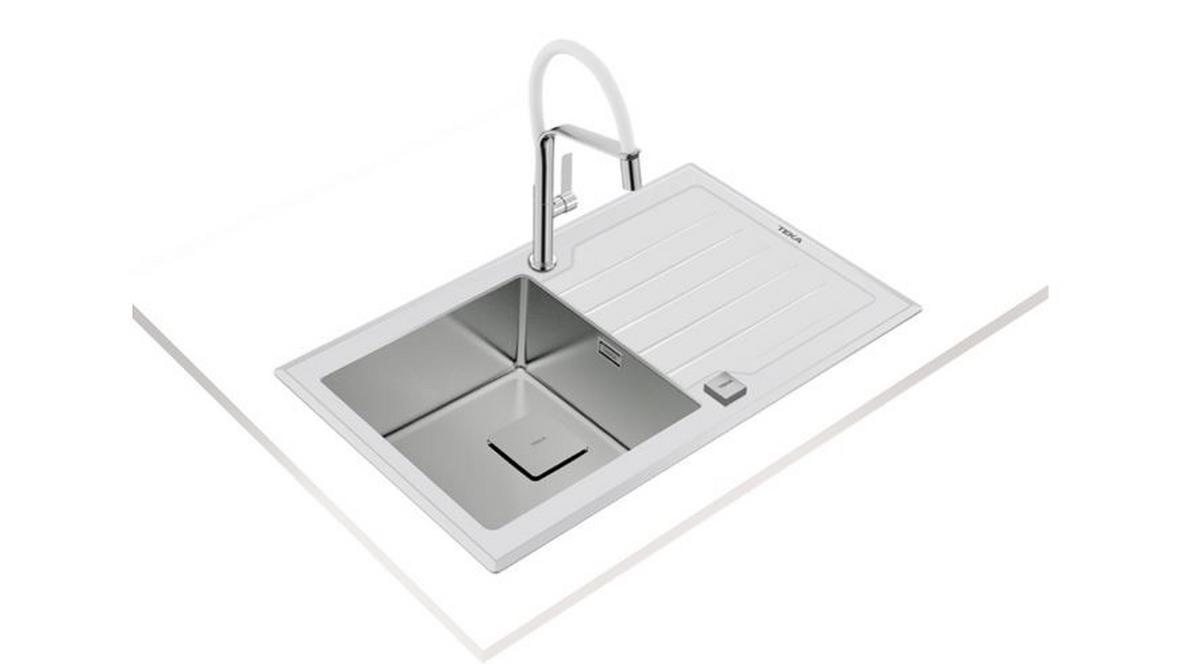 Dřez nerez/sklo Teka LUX R15 86 1B1D DIAMOND - bílá, kov/sklo (86/51cm) - Teka
