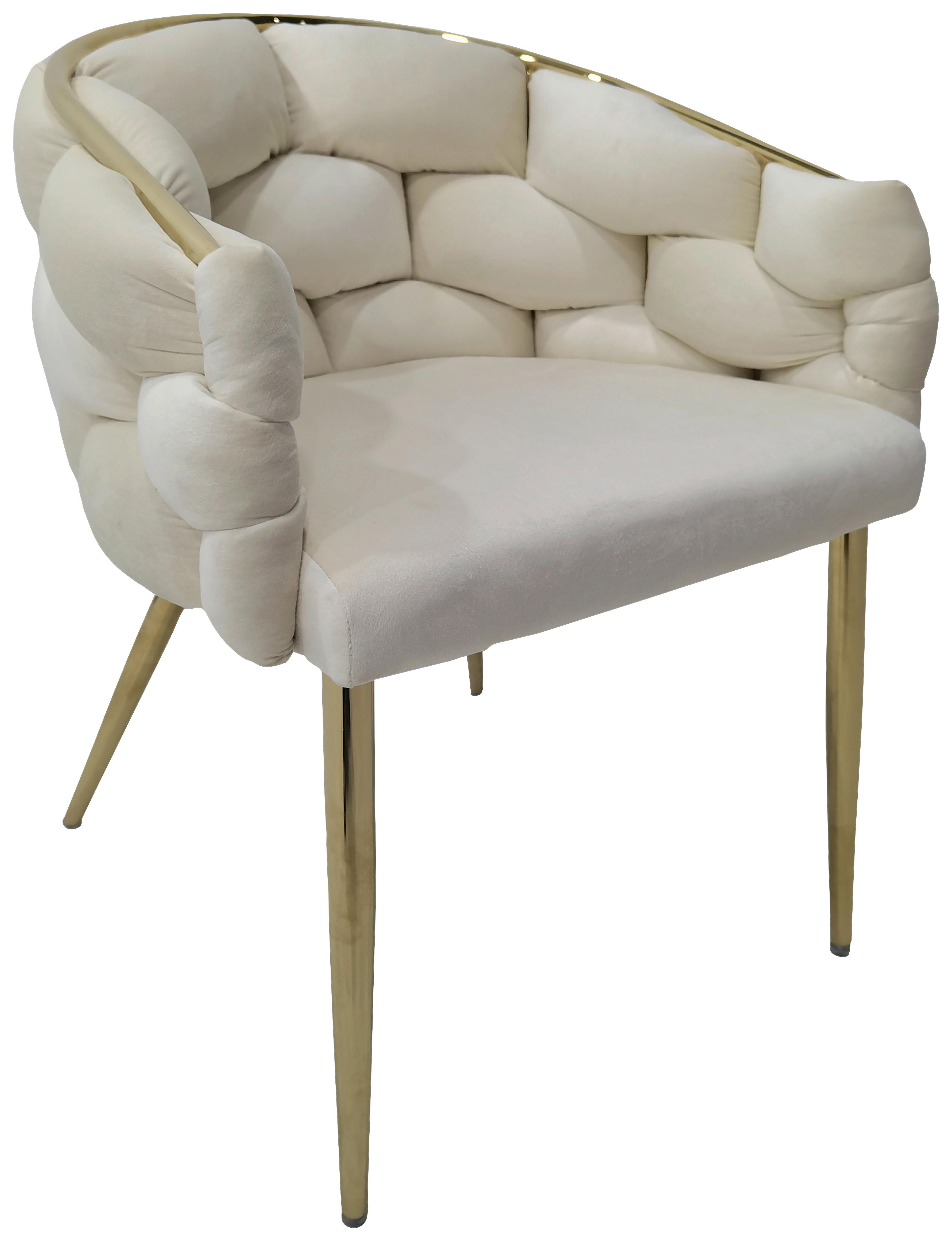 Sada židlí s područkami 2ks/sada - krémová/barvy zlata, Moderní, kov/textil (65/79/61cm) - MID.YOU
