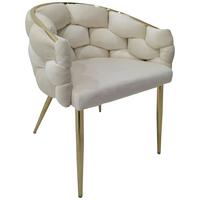 Sada židlí s područkami 2ks/sada - krémová/barvy zlata, Moderní, kov/textil (65/79/61cm) - MID.YOU