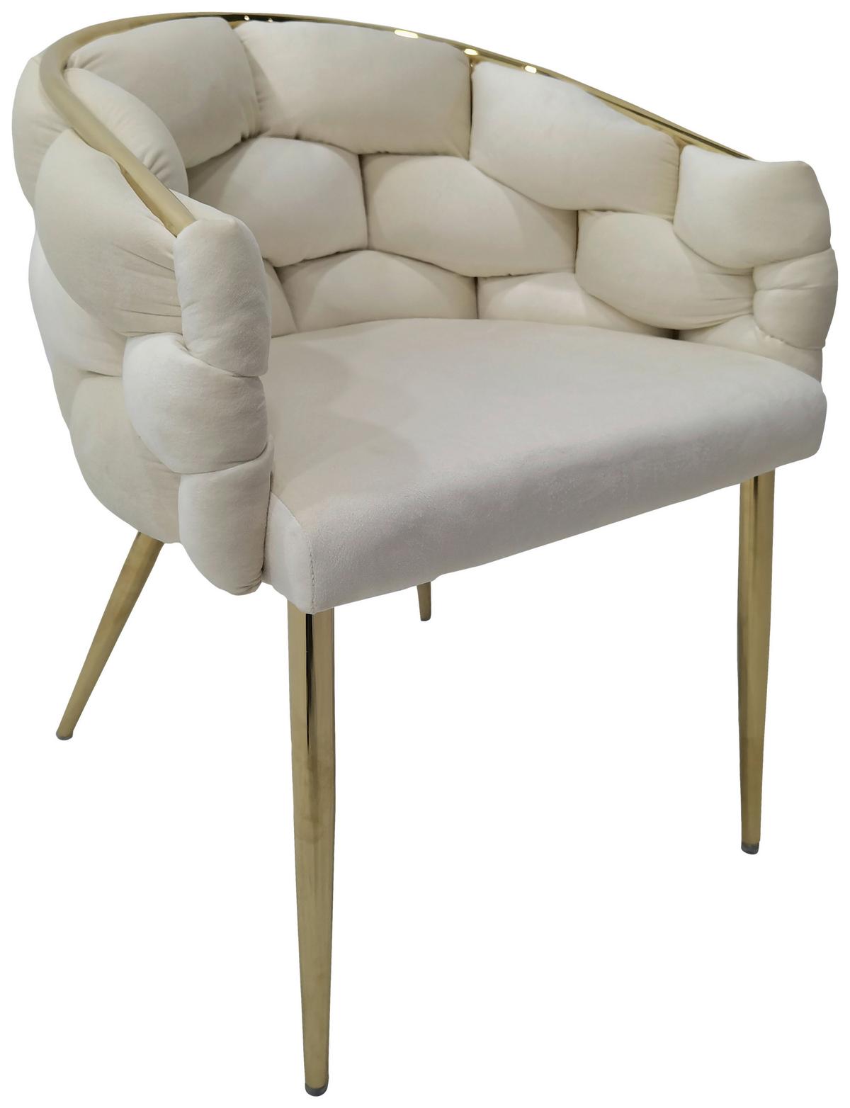 Sada židlí s područkami 2ks/sada - krémová/barvy zlata, Moderní, kov/textil (65/79/61cm) - MID.YOU