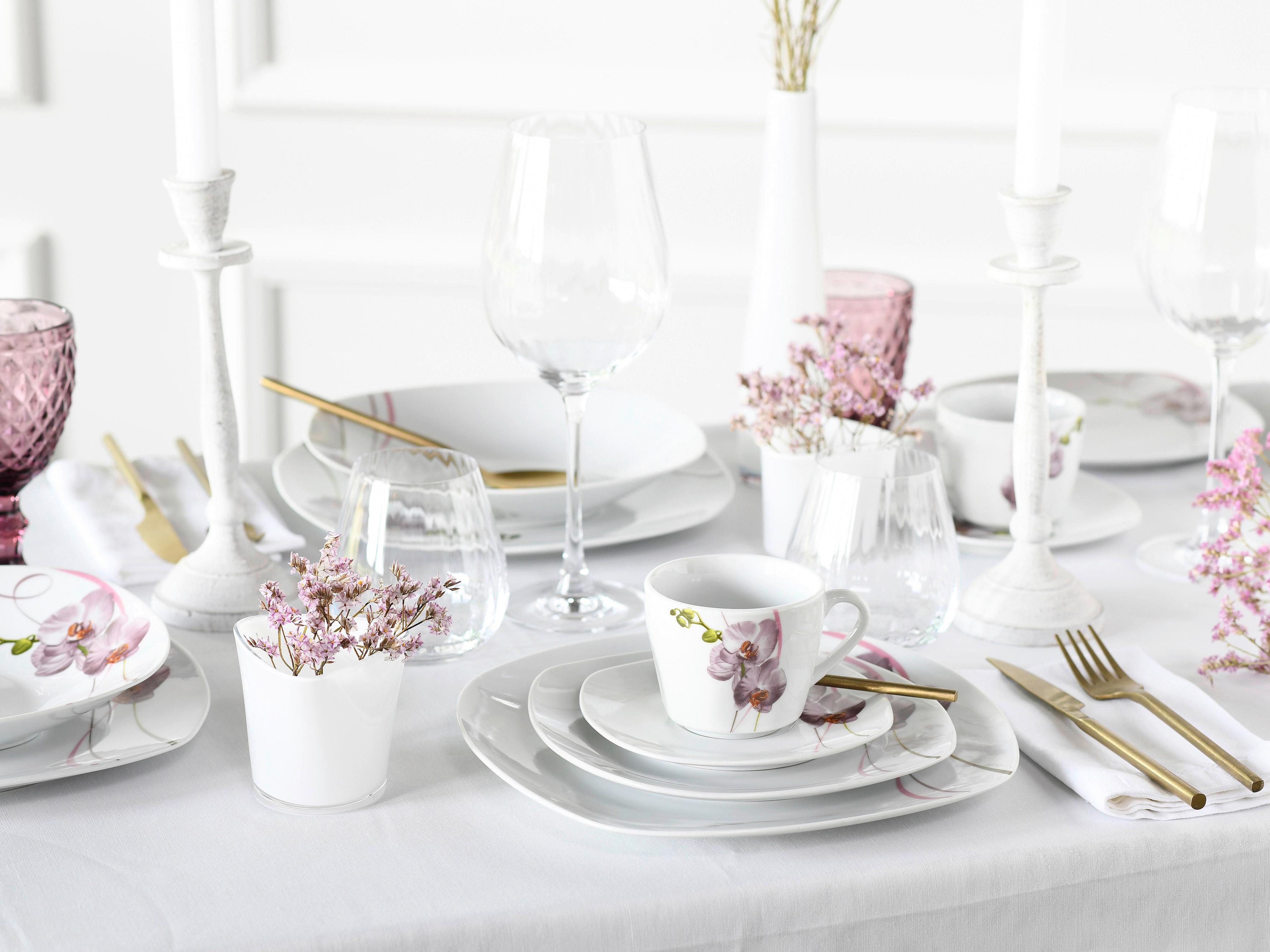 Kombiservice Square Orchidee 30--Teilig., Multicolor - Multicolor, Trend, Keramik - Creatable