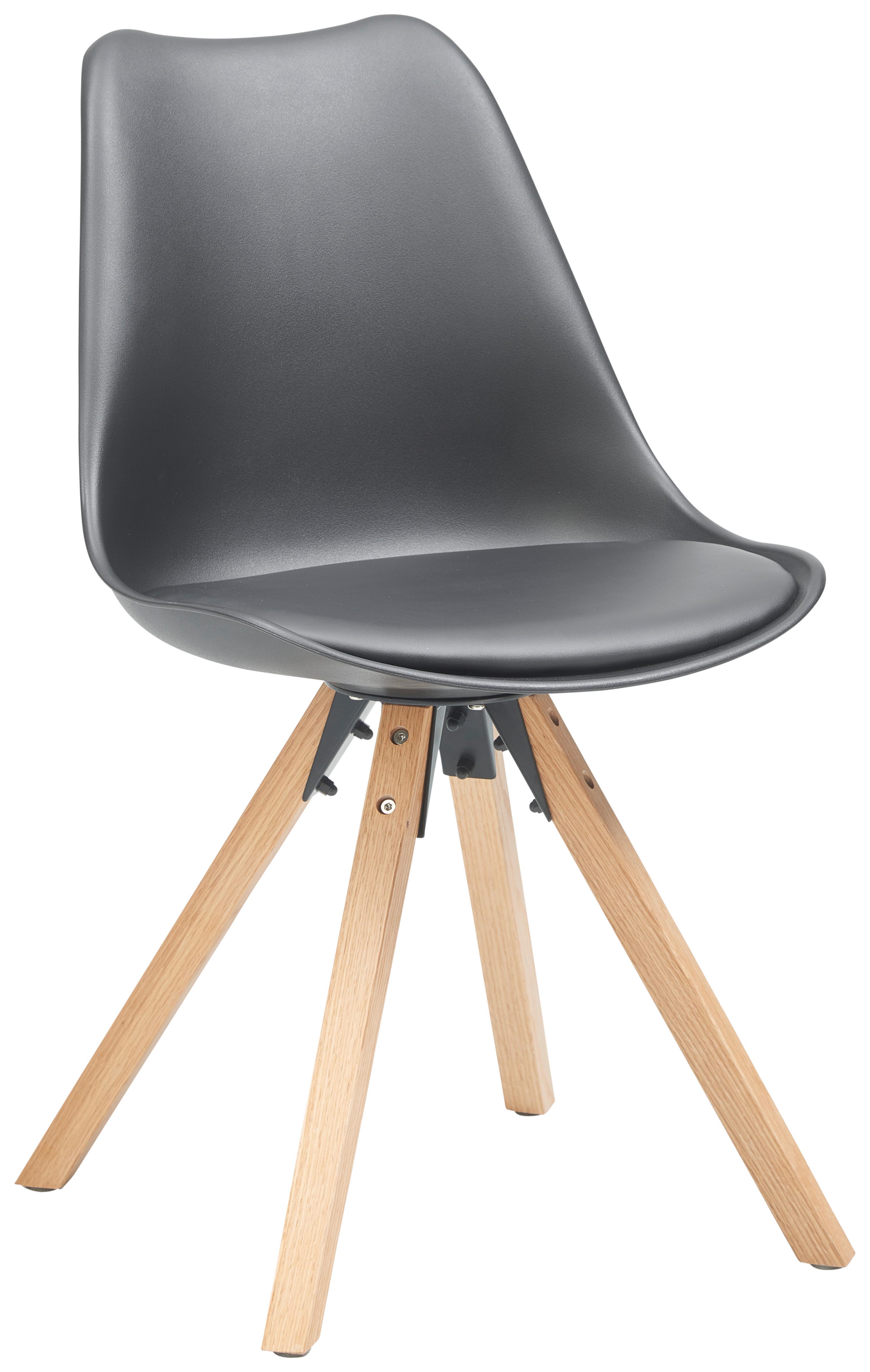 Schalenstuhl Vilnius Lederlook Schwarz - Schwarz/Naturfarben, LIFESTYLE, Holz/Kunststoff (48,5/84/55cm) - P & B