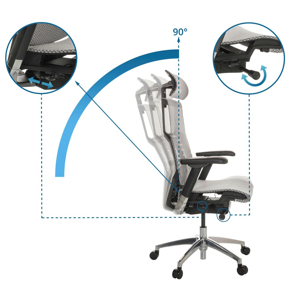 Drehstuhl Dynafit Ii - Silberfarben/Hellgrau, Basics, Kunststoff/Textil (67/119-135/60cm) - MID.YOU