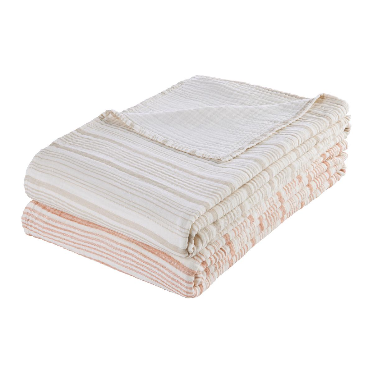 PŘEHOZ NA POSTEL MARION - bílá/terracotta, Moderní, textil (127/183cm) - Mömax