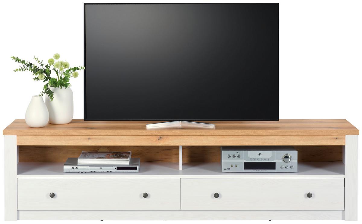 Tv-element Rovigio Weiß, Lärche Dekor B: 201 Cm - Lärchefarben/Weiß, KONVENTIONELL, Holzwerkstoff (201/52/42cm) - Landscape