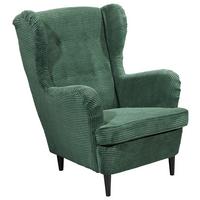 Ohrensessel Oskar Dunkelgrün B: 78 cm - Dunkelgrün/Schwarz, Basics, Textil (78/102/98cm) - MID.YOU