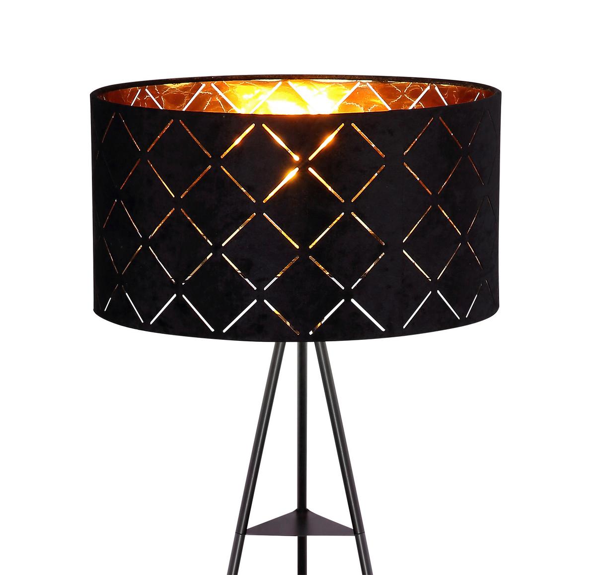 Stehlampe Schwarz mit Fußschalter - Schwarz, Design, Textil/Metall (69/149cm) - Globo