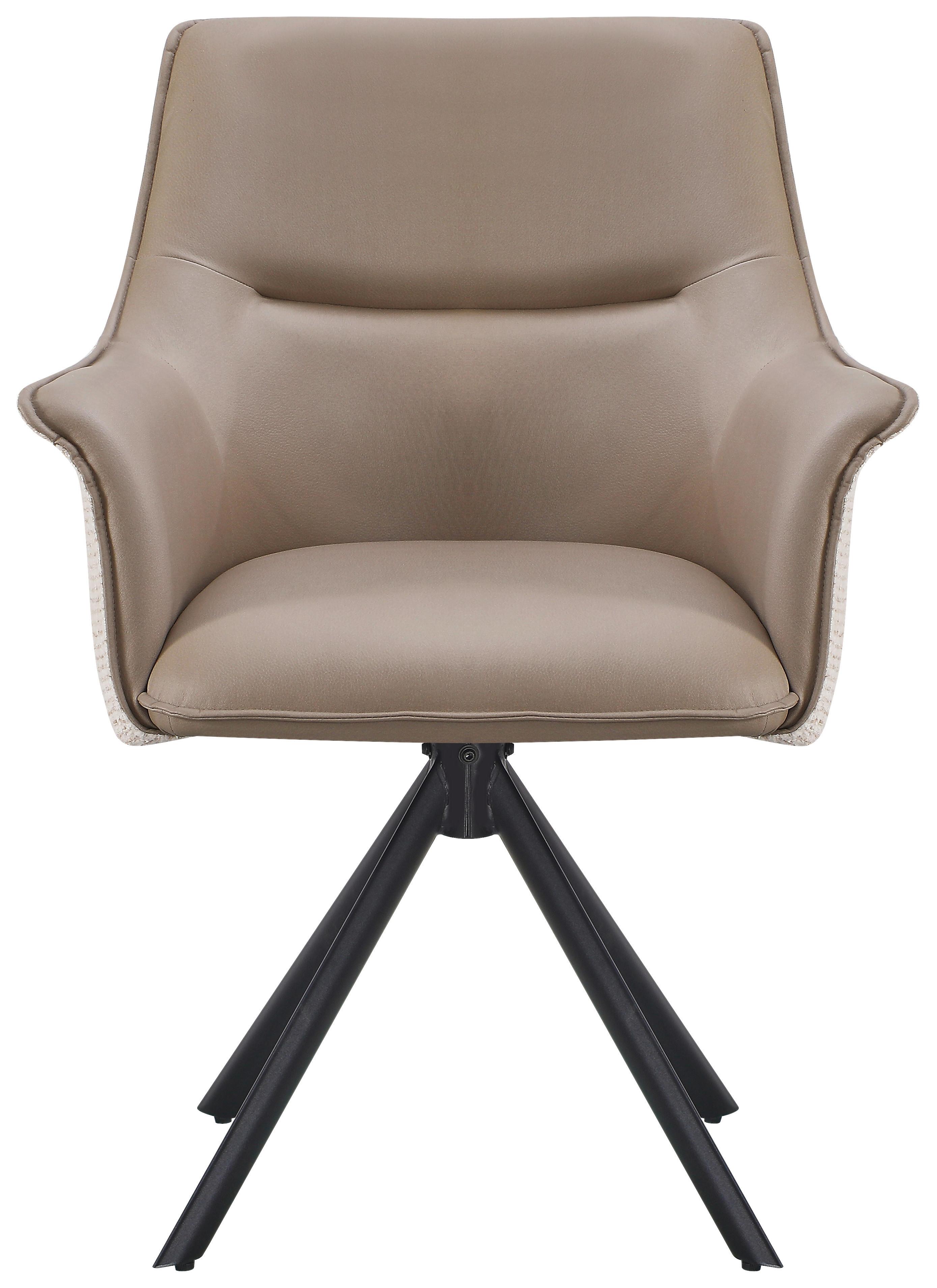 Armlehnstuhl Taro Beige B: 68 cm - Taupe/Beige, MODERN, Textil/Metall (68/86/68cm) - Livetastic