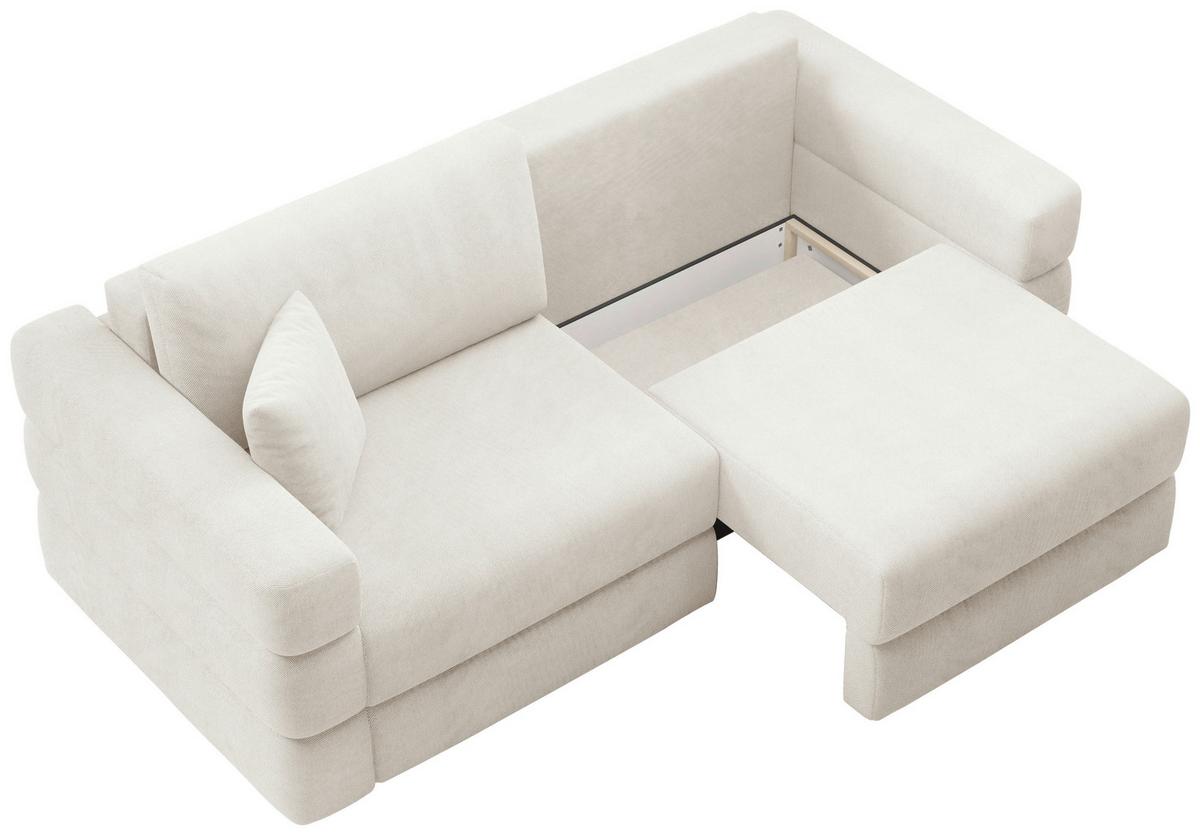 Schlafsofa Terazzo Beige B: 254cm - Beige/Schwarz, Design, Textil (254/93/167cm) - Livetastic
