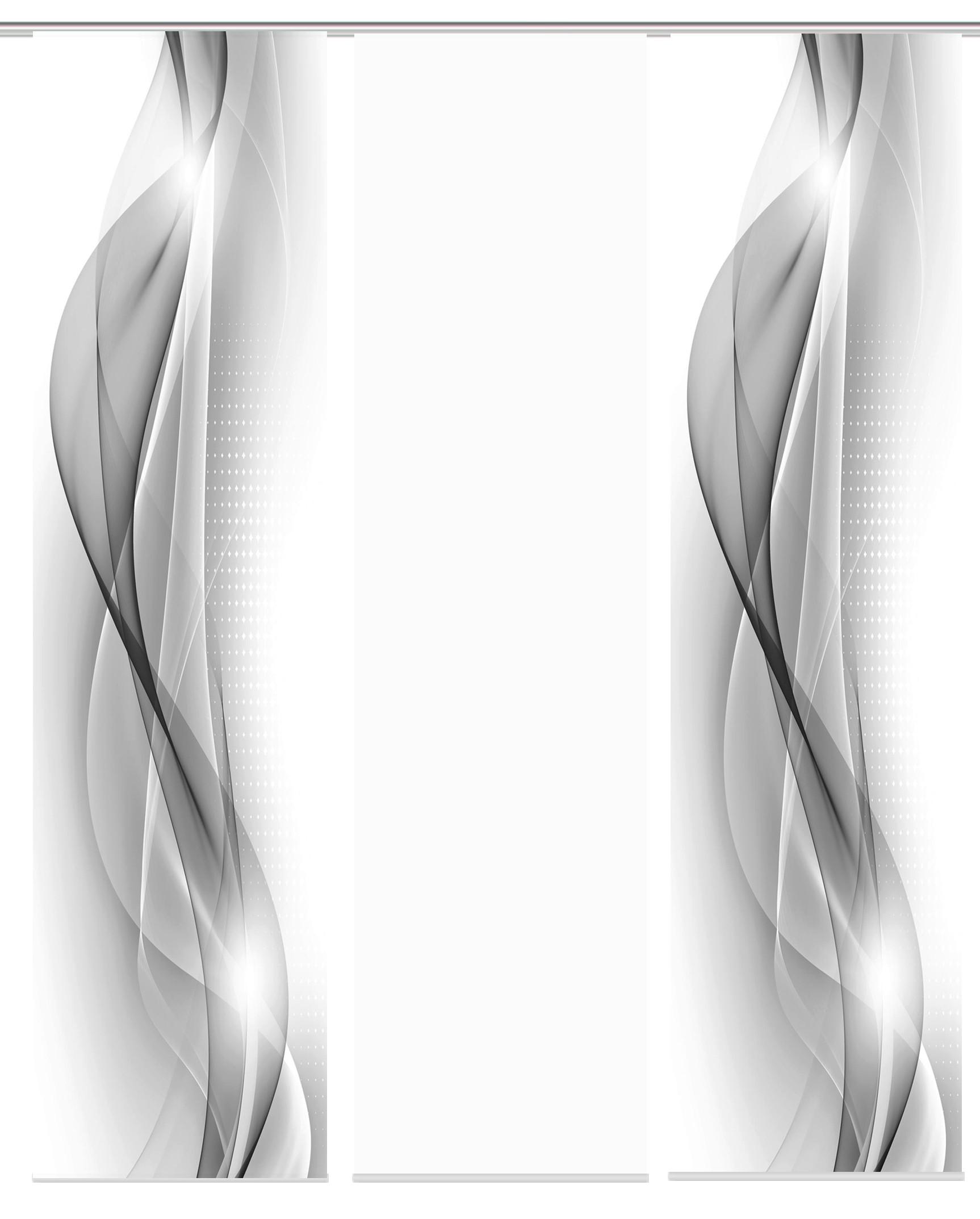 Flächenvorhang 3-tlg. Neblana B: 60 Cm, Grau/weiß - Grau, Basics, Textil (60/245cm)