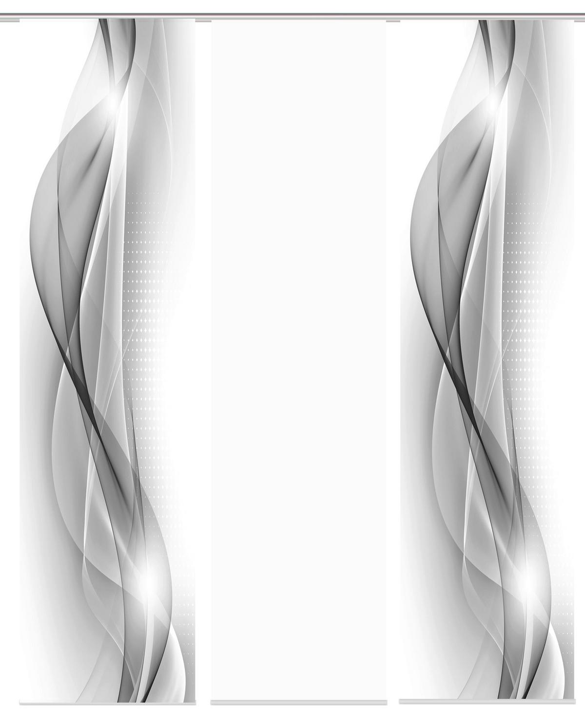 Flächenvorhang 3-tlg. Neblana B: 60 Cm, Grau/weiß - Grau, Basics, Textil (60/245cm)