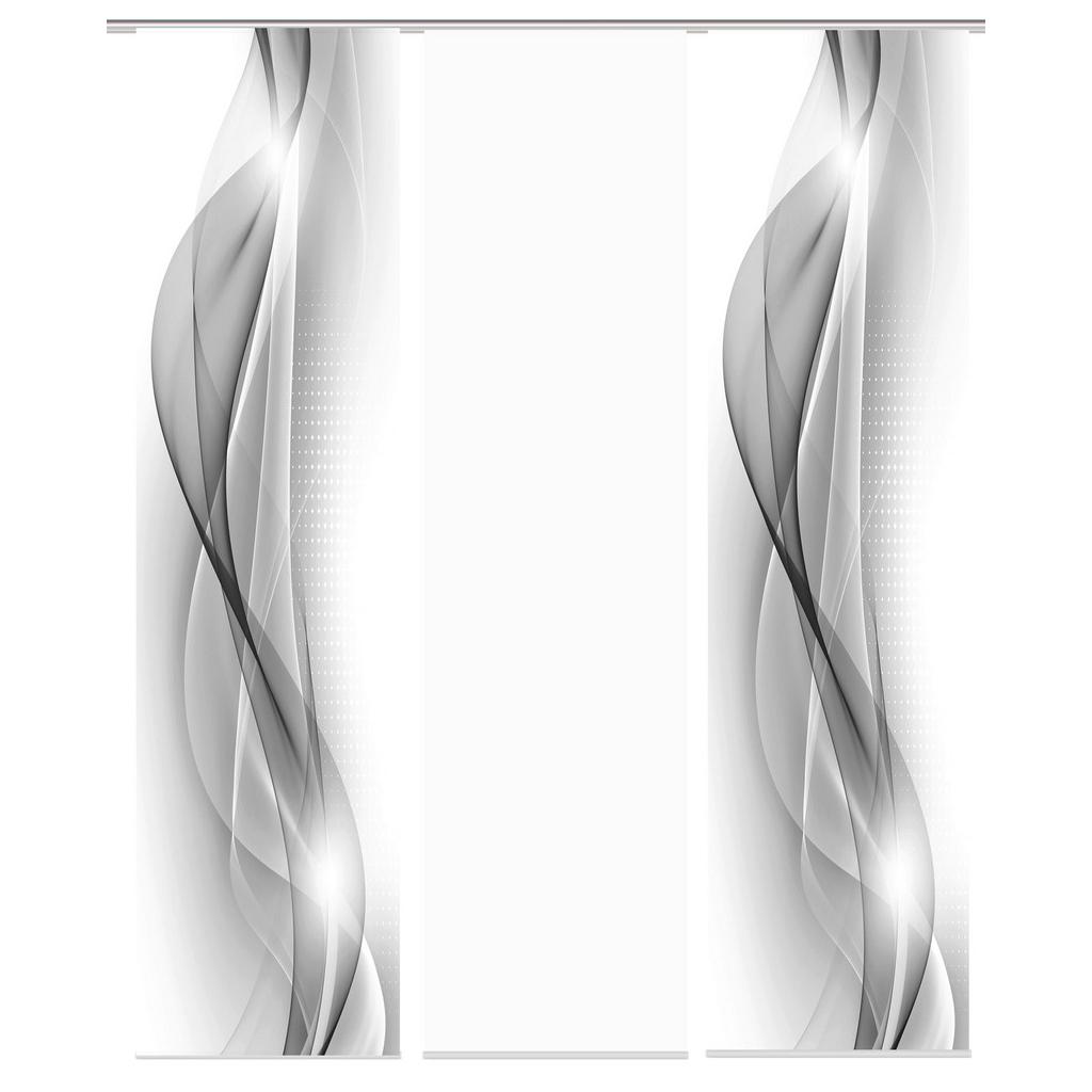 Flächenvorhang 3-Tlg. Neblana B: 60 cm, Grau/Weiß