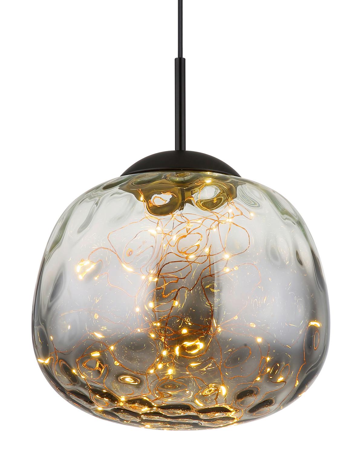 LED-Hängeleuchte 15642 - Klar/Schwarz, Design, Glas/Metall (30/120cm) - Globo