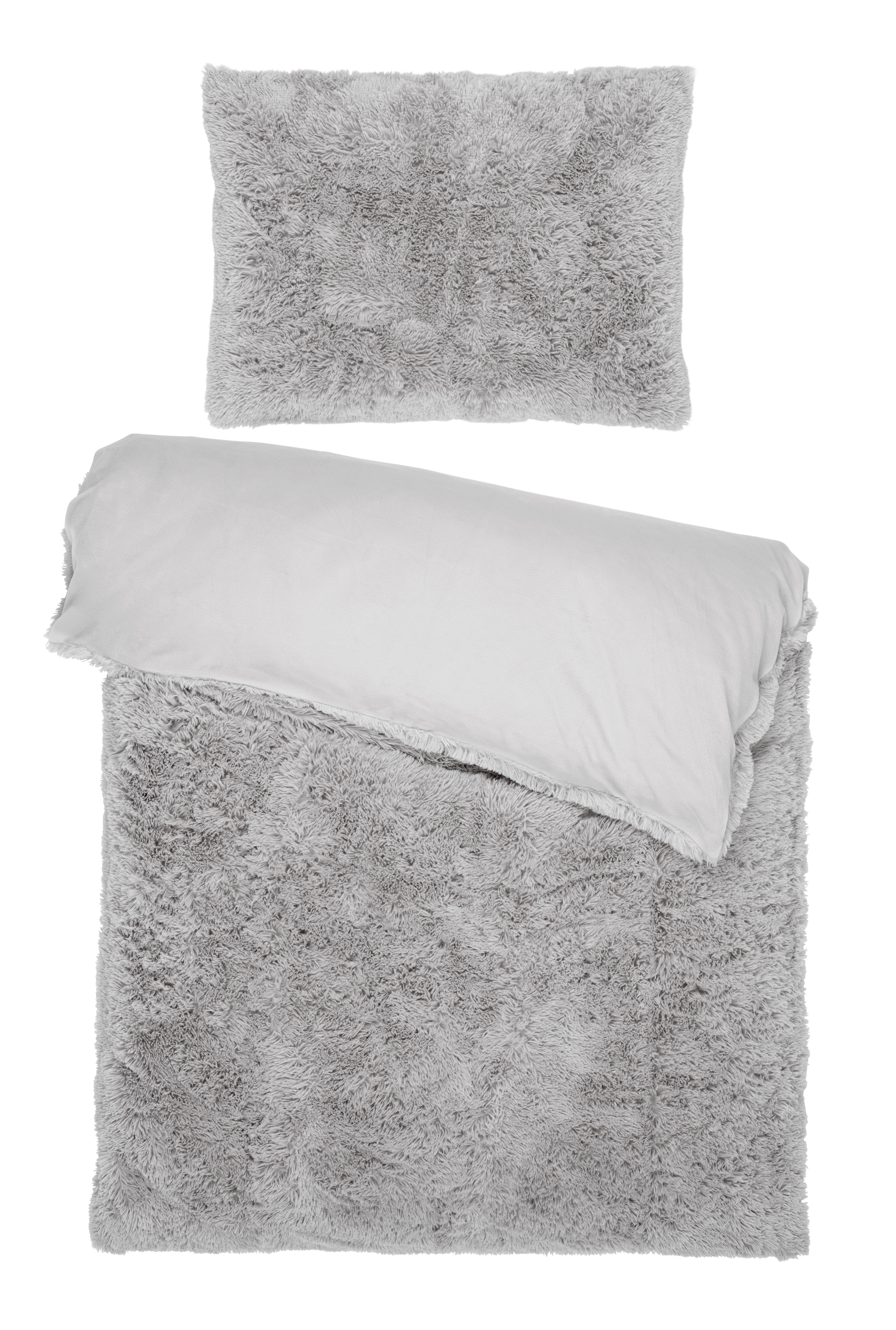 Povlečení Fluffy Wende, 70/90 140/200cm - barvy stříbra, textil (140/200cm) - Modern Living