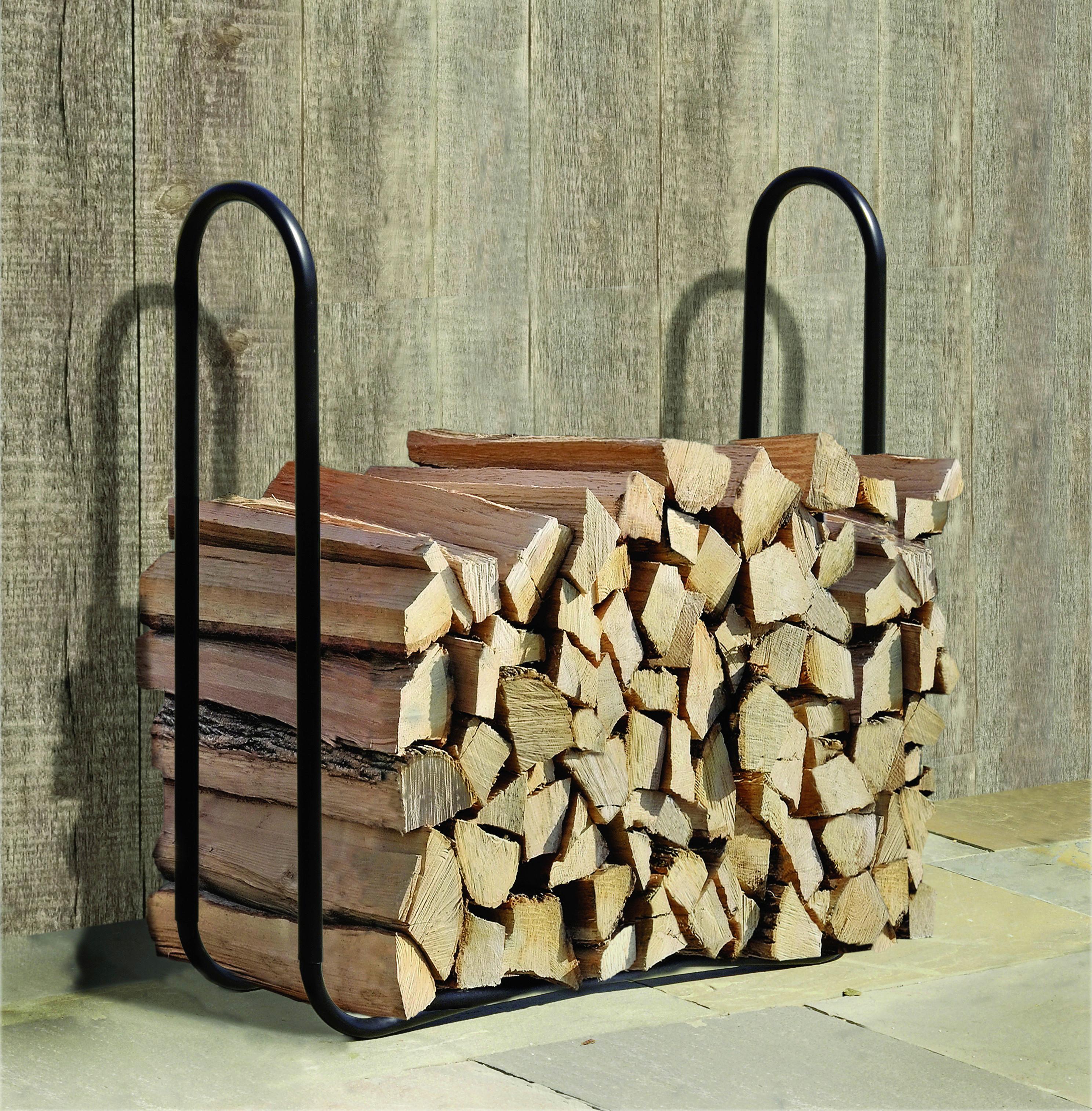 Regál na drevo 122cm - čierna, Basics, kov (122/103/25cm)