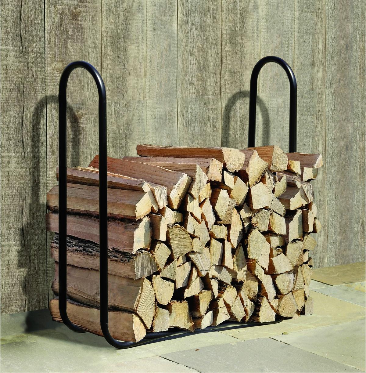 Regál na drevo 122cm - čierna, Basics, kov (122/103/25cm)