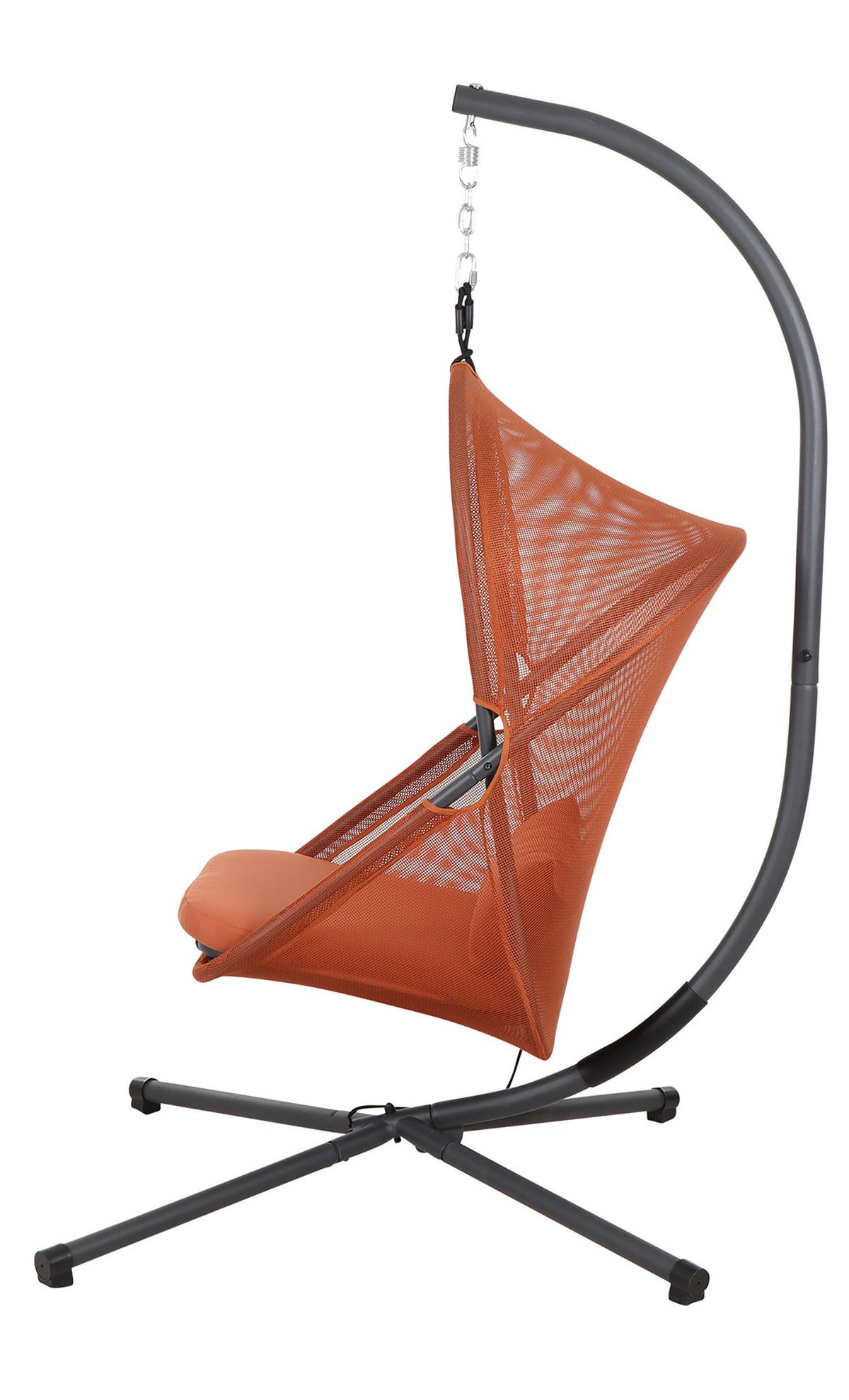 Hängesessel Mit Gestell Mit Sitz- Und Rückenkissen - Anthrazit/Rot, KONVENTIONELL, Kunststoff/Textil (123/192/102cm) - Siena Garden