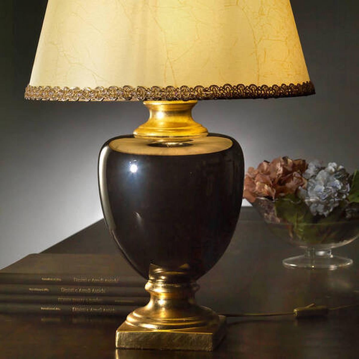 Tischleuchte 229/g - Hellbraun/Goldfarben, KONVENTIONELL, Keramik/Textil (45/45/75cm)