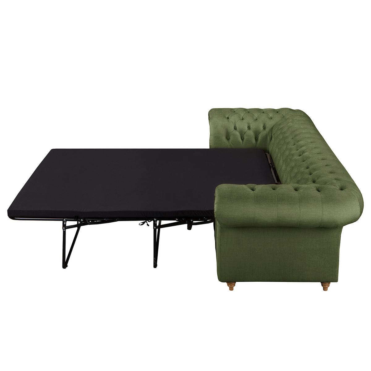 Schlafsofa Laura Dunkelgrün, B: 218cm - Dunkelgrün/Braun, Design, Textil (218/74/91cm) - P & B