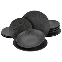 Tafelservice Keramik 4 Personen Geschirr Set Schwarz - Schwarz, Trend, Keramik - Creatable