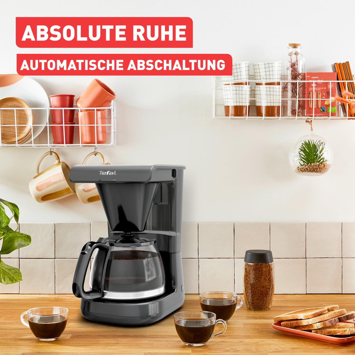 Filterkaffeemaschine Schwarz, 1000w, 12 Tassen - Transparent/Schwarz, Basics, Glas/Kunststoff (1,1l) - Tefal