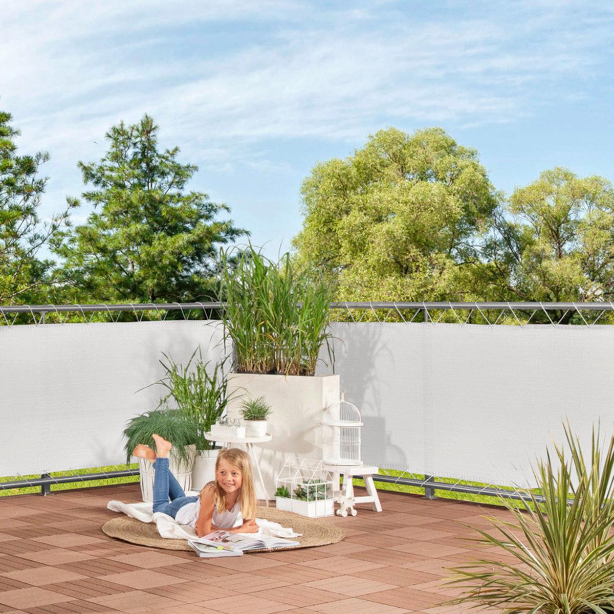 Sichtschutz Balkonbl. Sylt 0,9x5m, - Weiß, Basics, Kunststoff (500/90cm) - Windhager