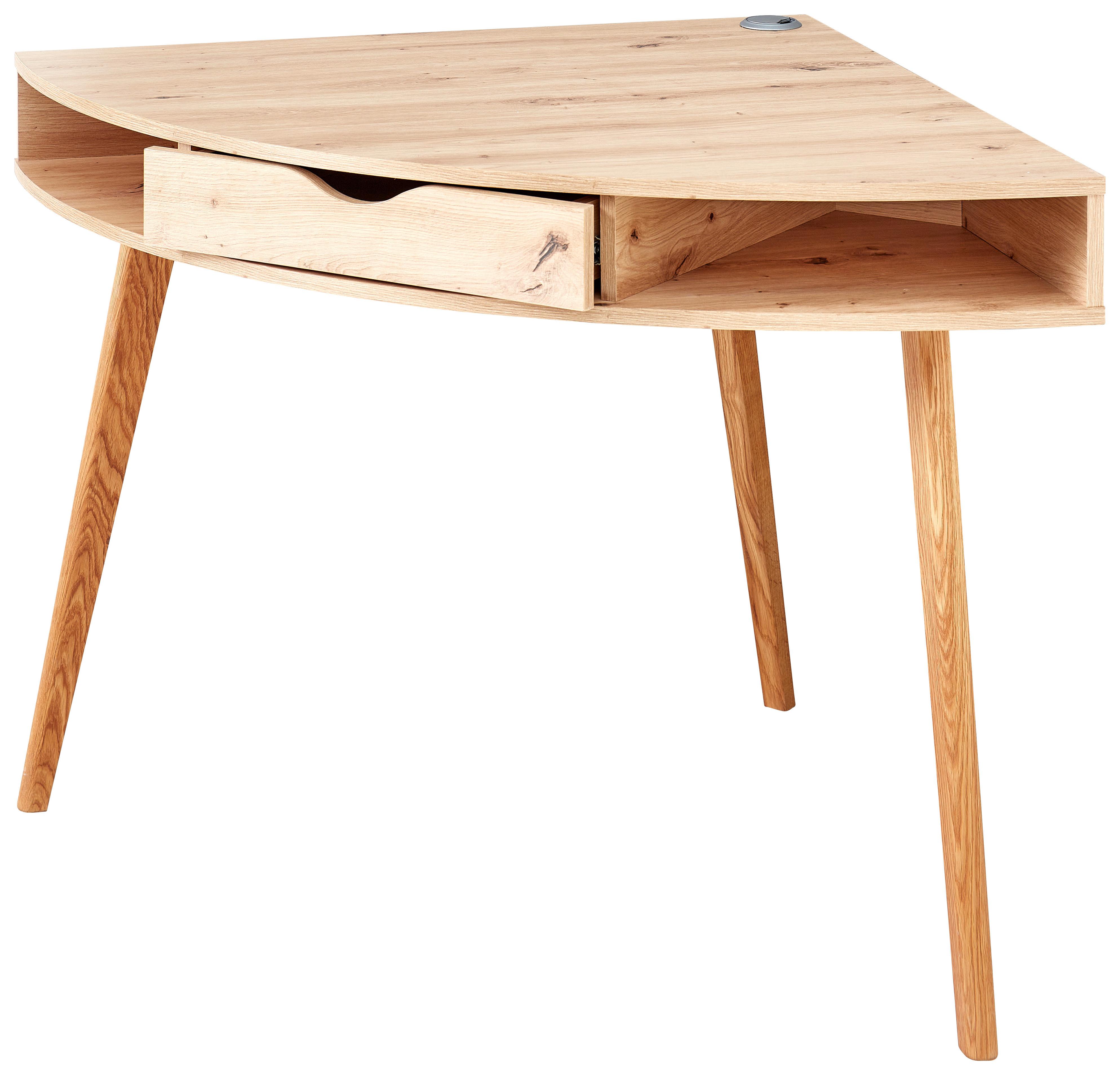Rohový písací stôl ERIK dekor dub - farba duba/dub artisan, Basics, drevo/kompozitné drevo (90/90/76cm) - Livetastic