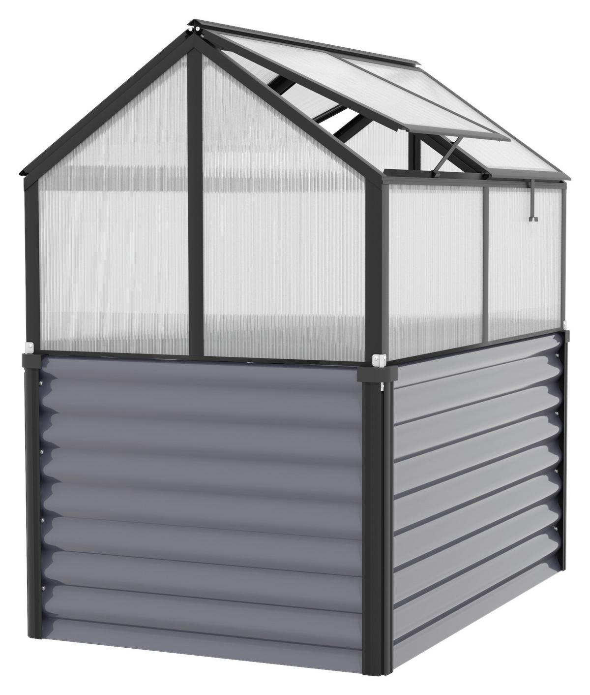 Frühbeetkasten Gamma Metall/ Kunststoff 89x134,5x126,7 Cm - Anthrazit, Basics, Kunststoff/Metall (89/134,5/126,7cm)