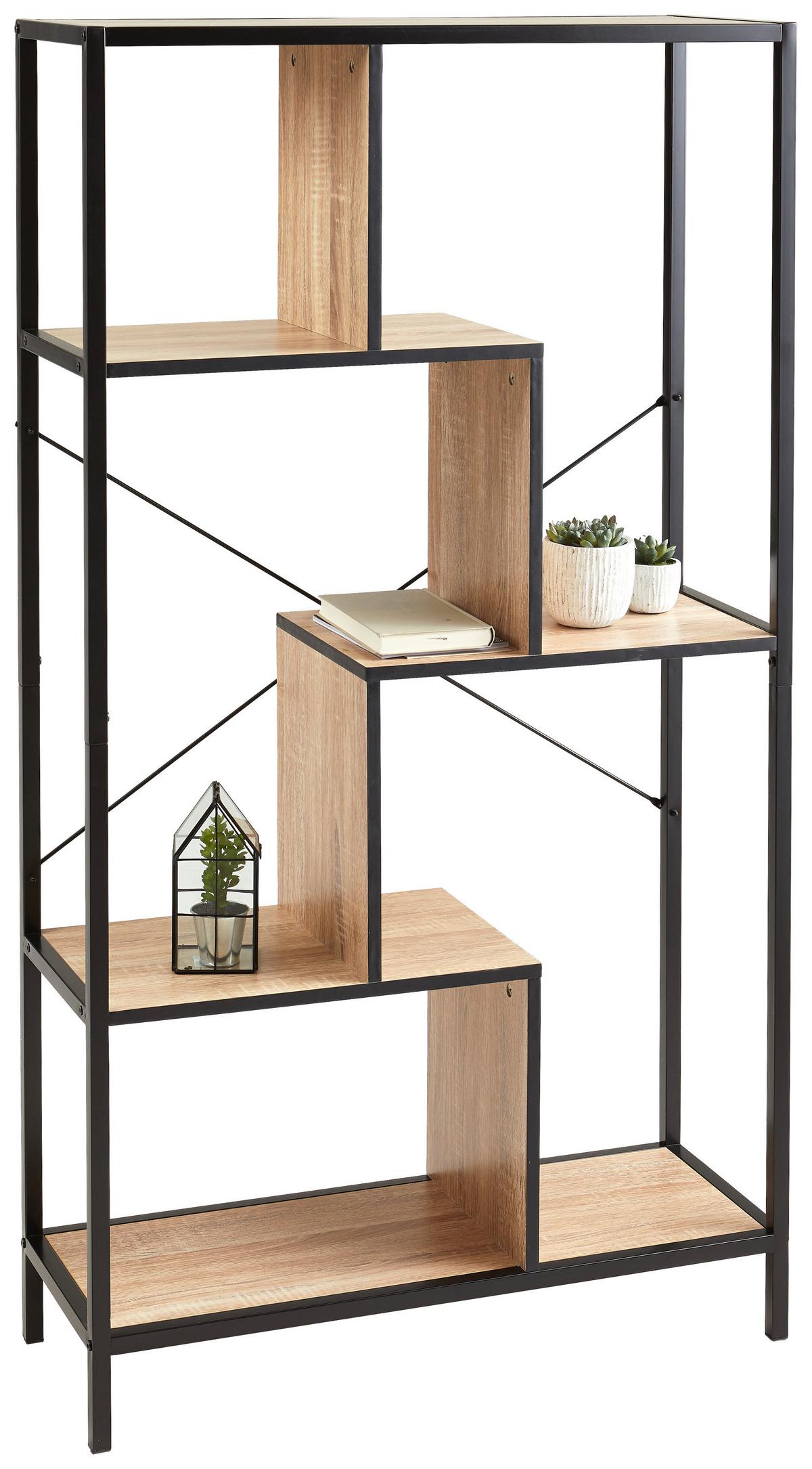 Regal Industrial Ii B: 80 Cm Eiche Dekor/schwarz - Eichefarben/Schwarz, LIFESTYLE, Holzwerkstoff/Metall (80/146,5/30cm) - MID.YOU