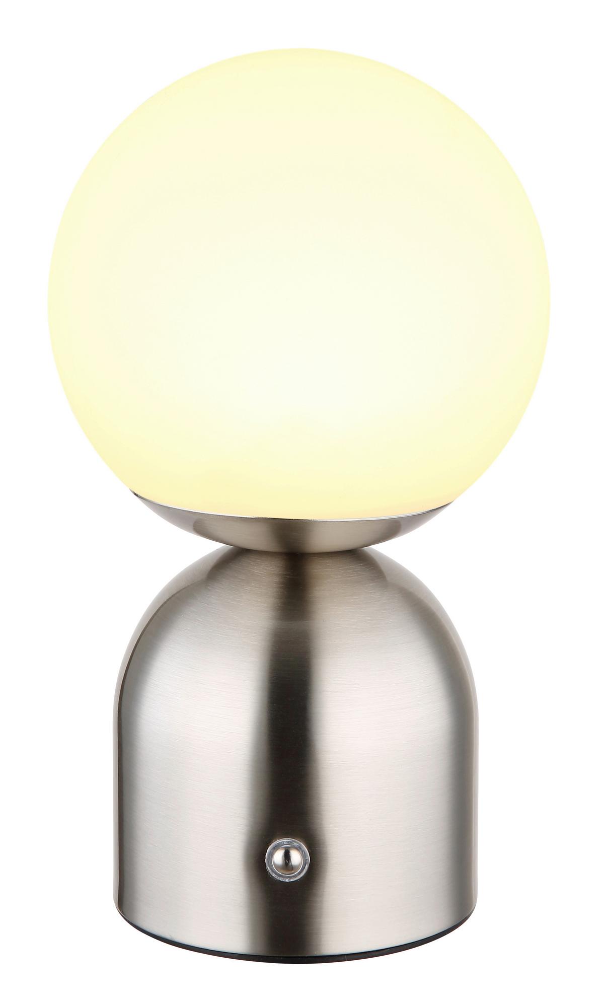 Akku-tischleuchte 21006n - Opal/Nickelfarben, KONVENTIONELL, Kunststoff/Metall (12/21cm) - Globo