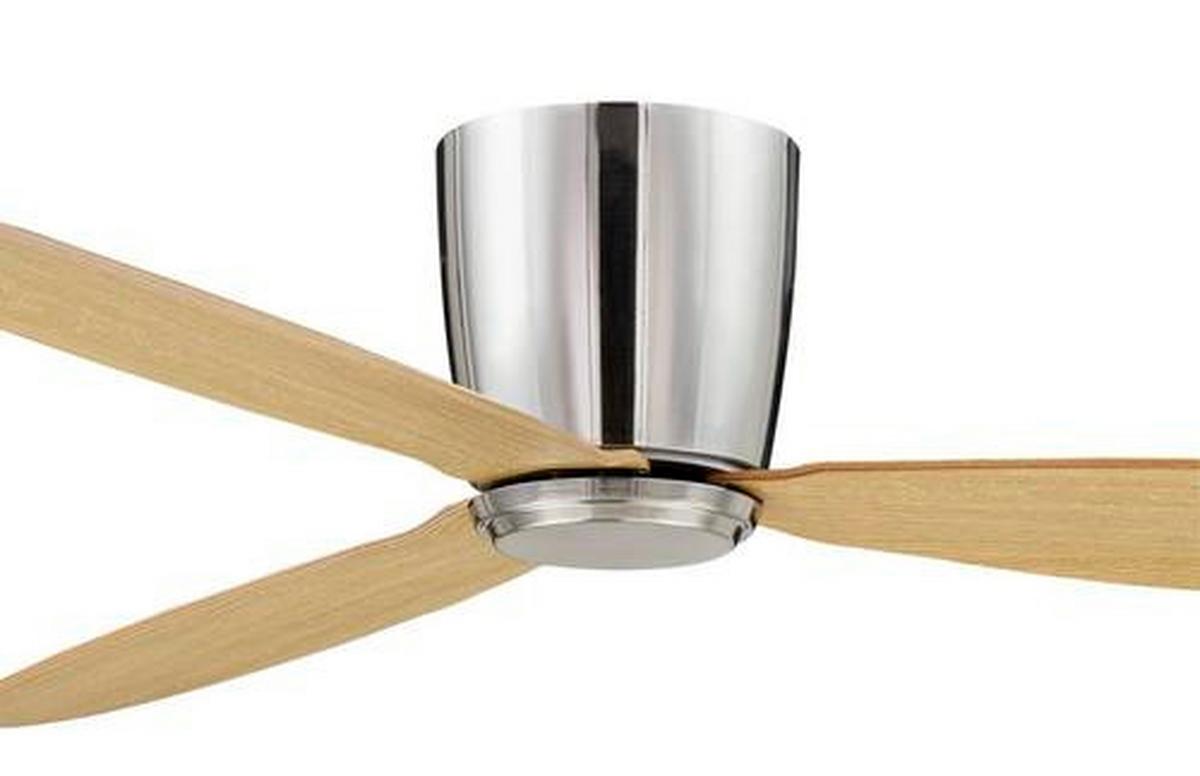 Deckenventilator Airfusion Chrom 3 Flügel, Geräuscharm - Chromfarben/Teakfarben, Basics, Holzwerkstoff/Kunststoff (132/19cm)